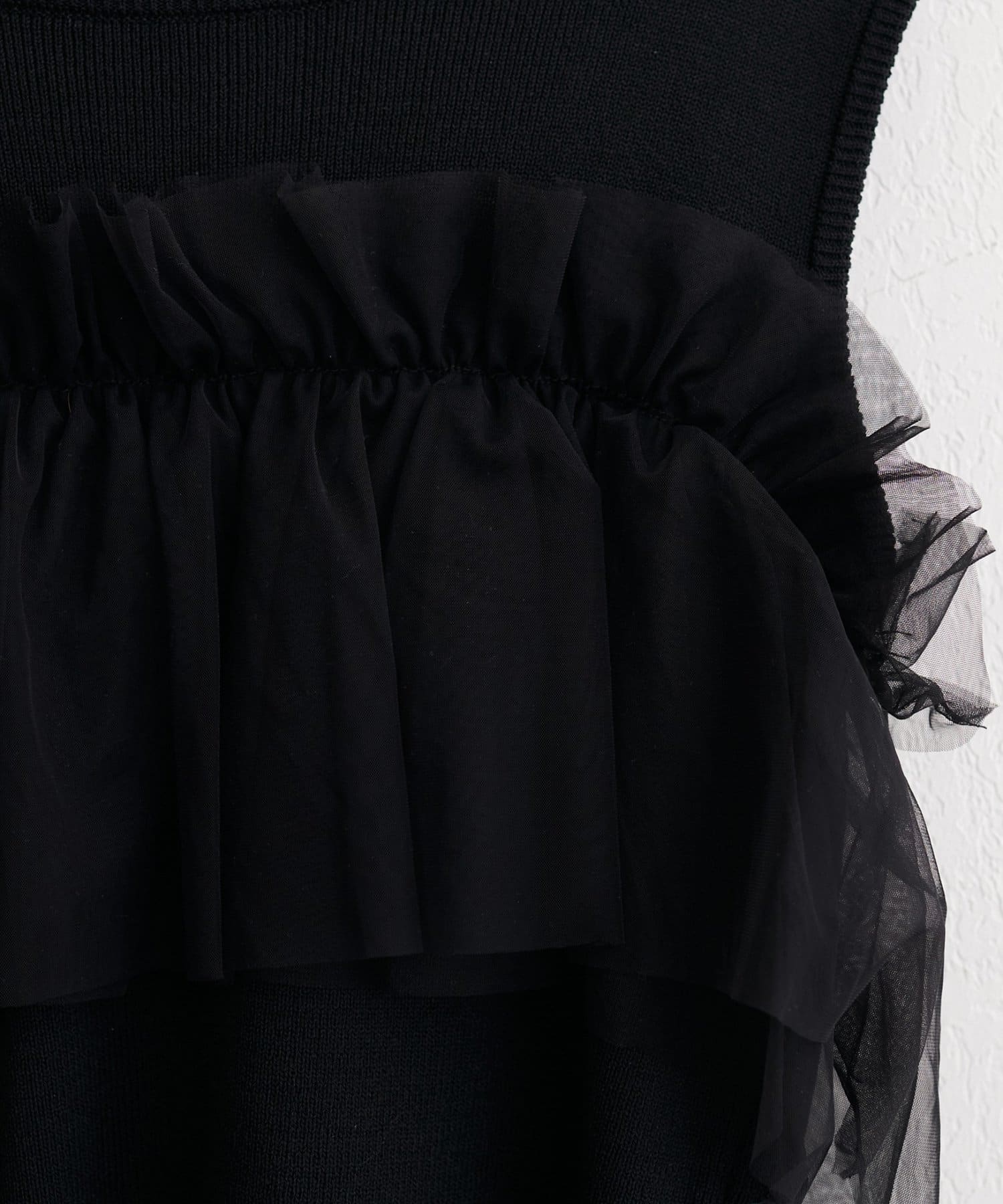 natural couture(ナチュラルクチュール) チュール使いニットタンク