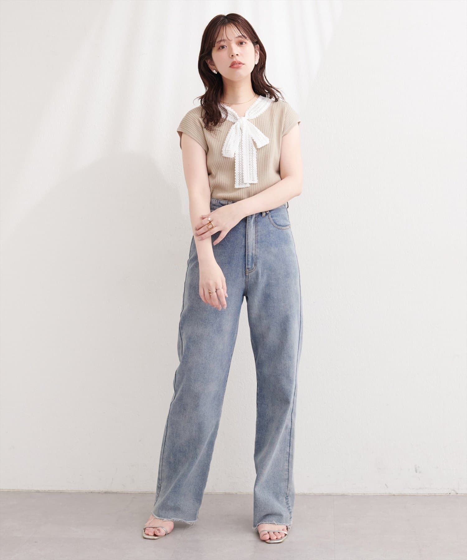 natural couture(ナチュラルクチュール) レースタイノースリニット