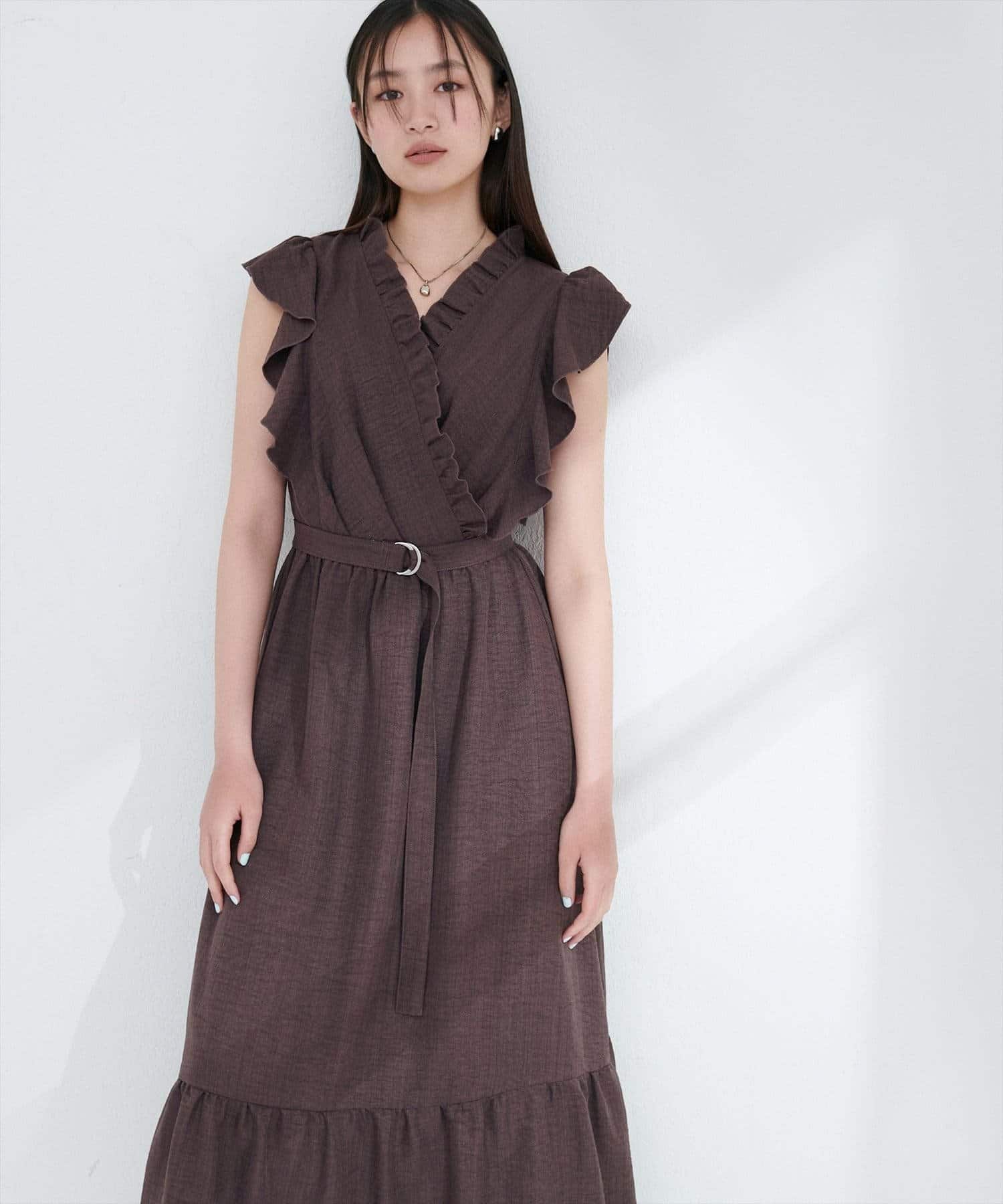 natural couture(ナチュラルクチュール) フリルカシュクールワンピース