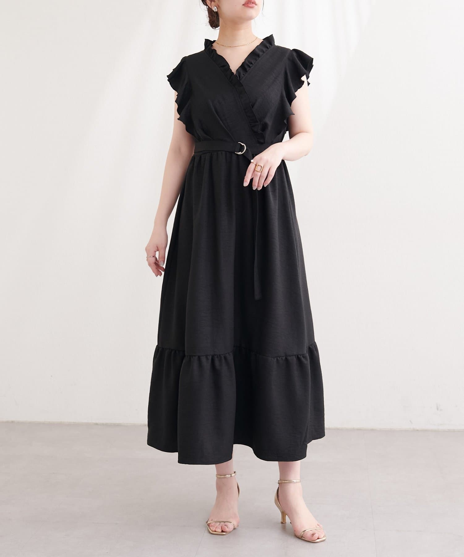 natural couture(ナチュラルクチュール) フリルカシュクールワンピース