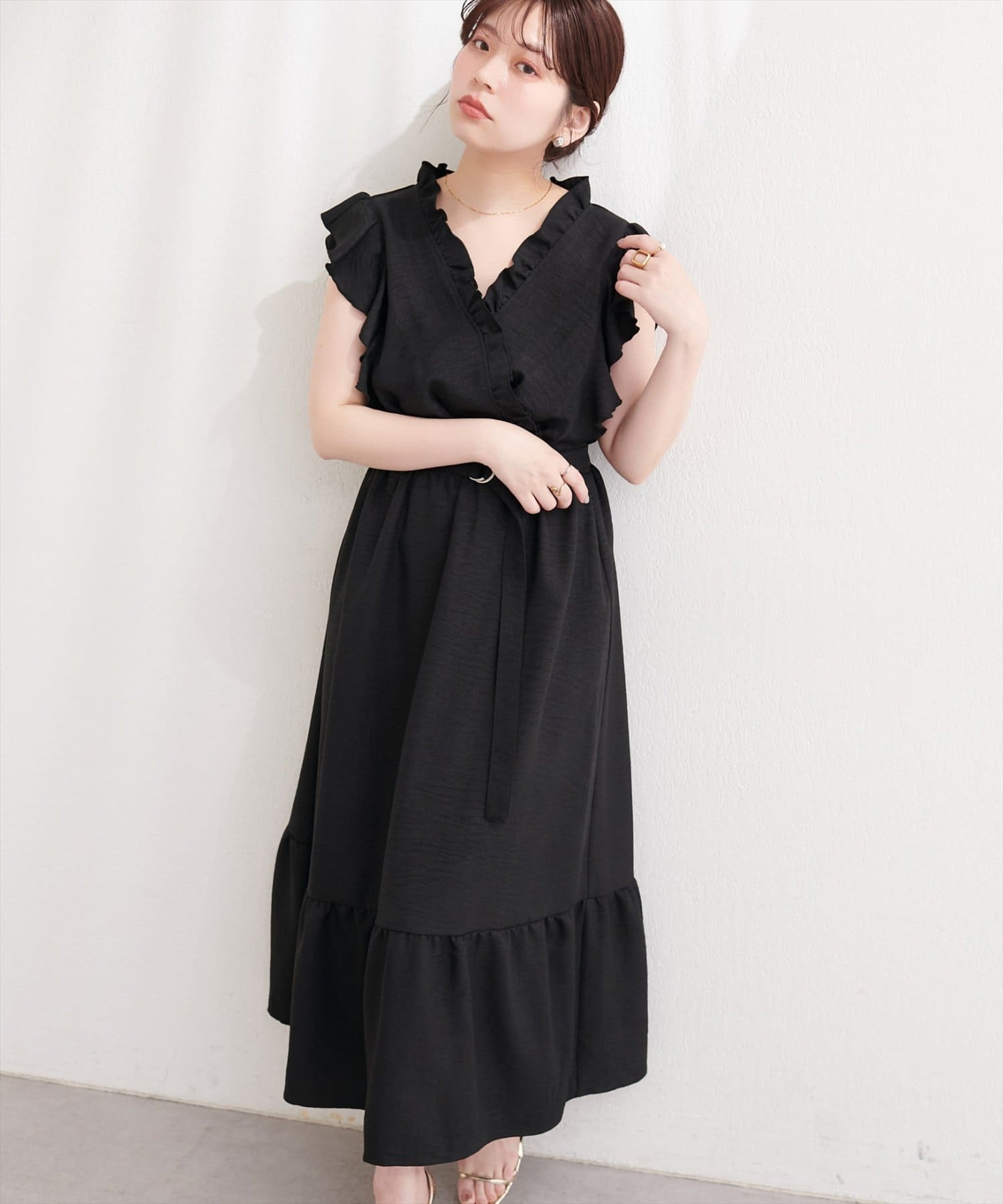 natural couture(ナチュラルクチュール) フリルカシュクールワンピース