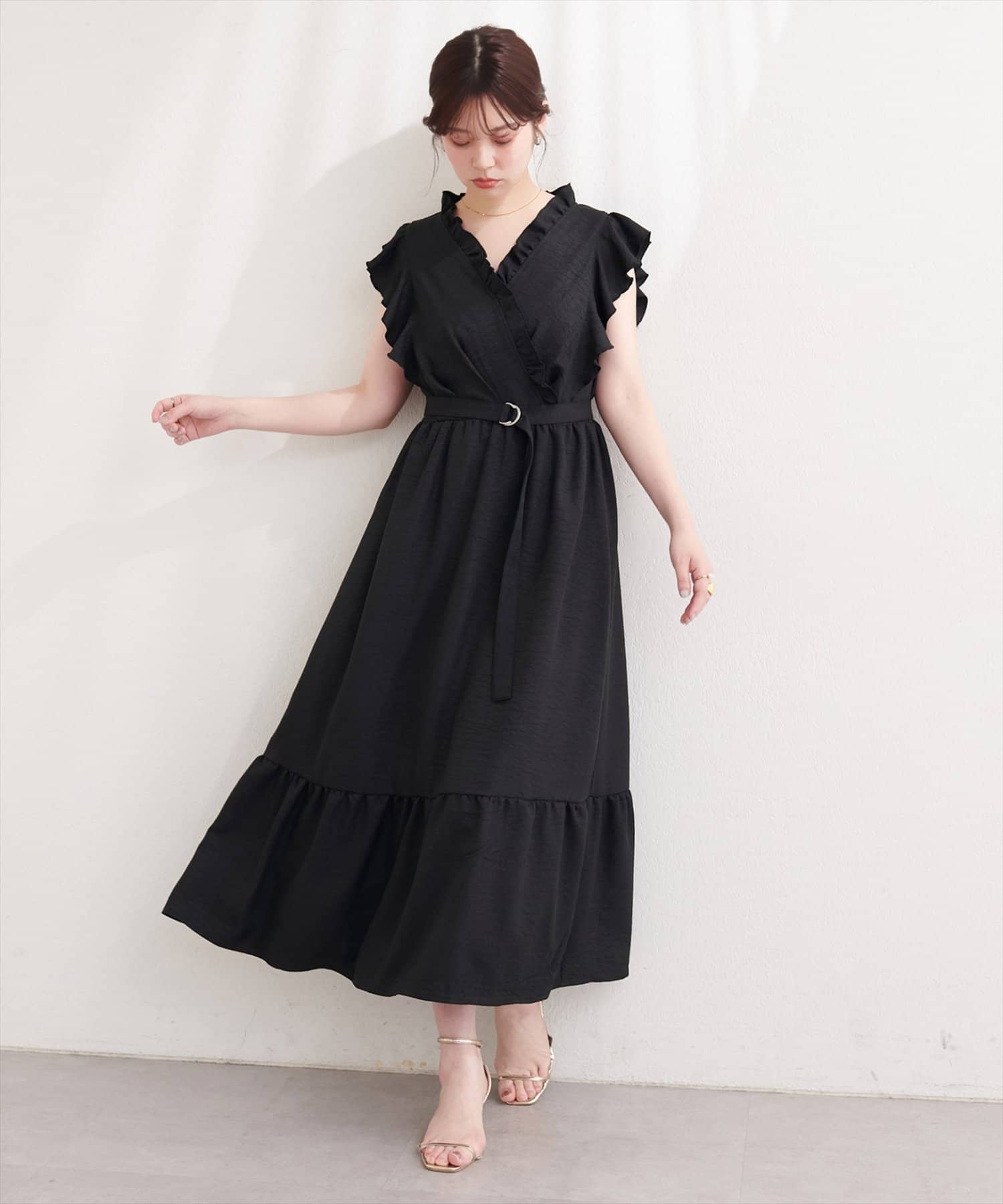 natural couture(ナチュラルクチュール) フリルカシュクールワンピース