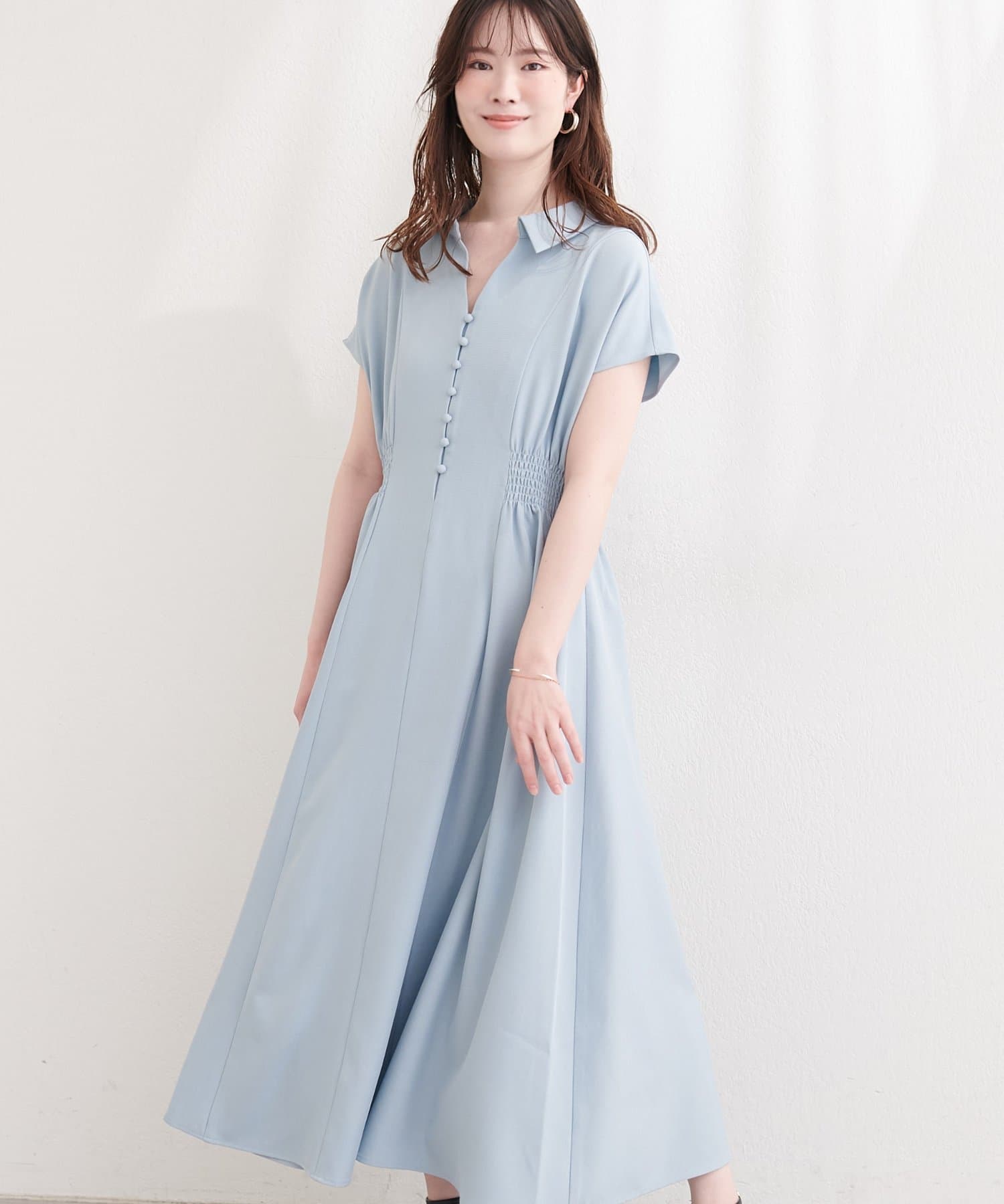 natural couture(ナチュラルクチュール) フロント釦スキッパーワンピース