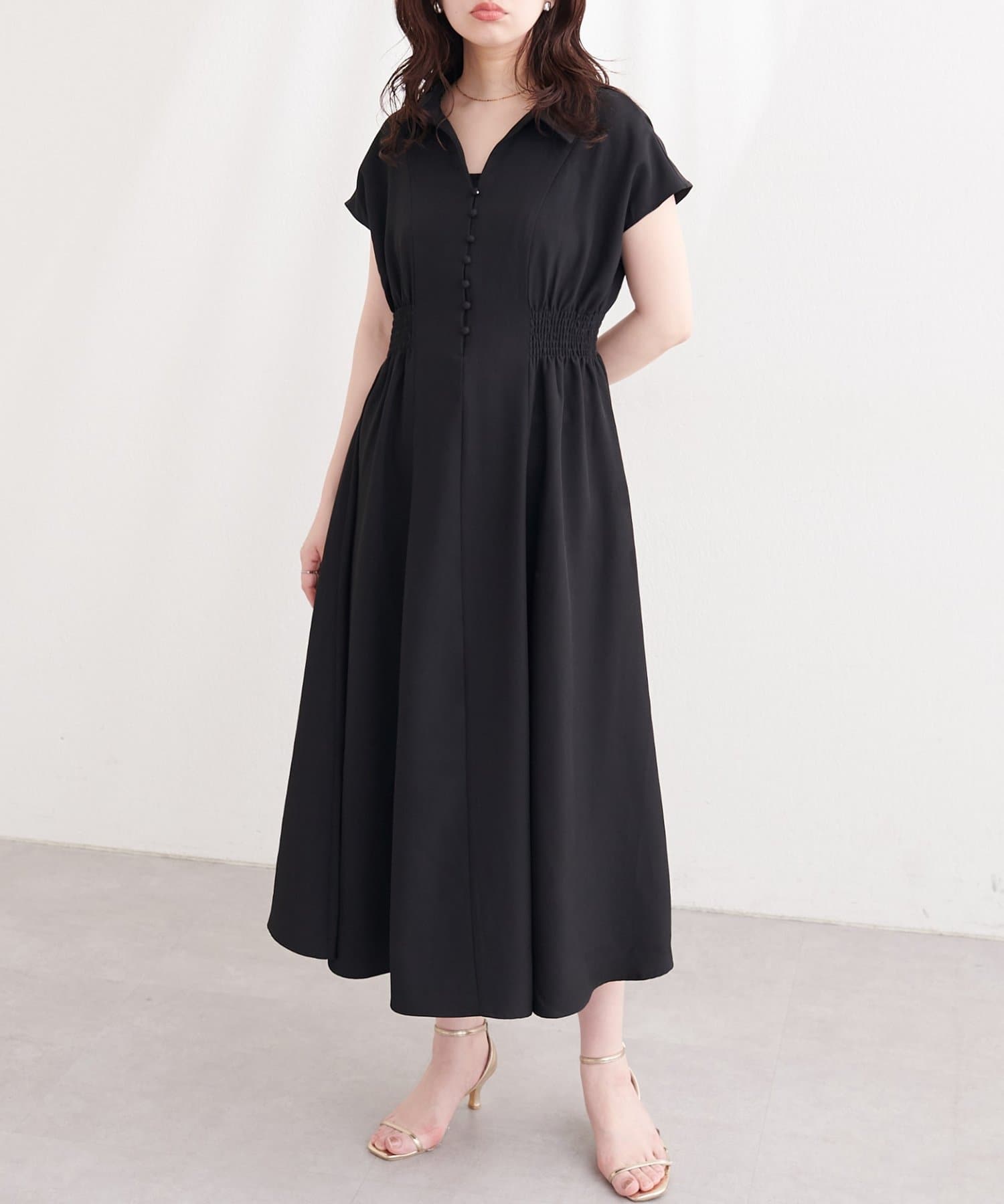 natural couture(ナチュラルクチュール) フロント釦スキッパーワンピース