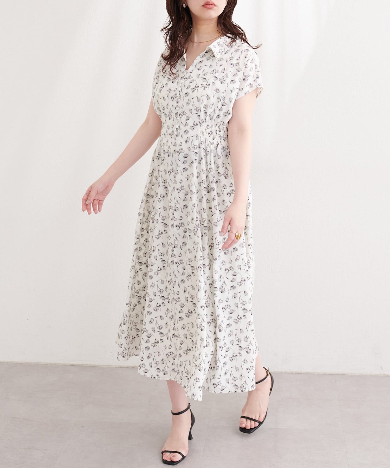 natural couture(ナチュラルクチュール) フロント釦スキッパーワンピース