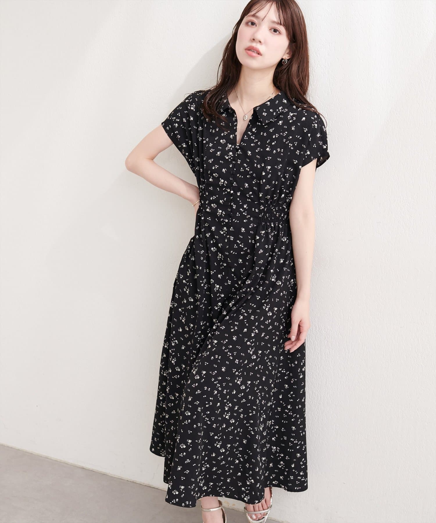 natural couture(ナチュラルクチュール) フロント釦スキッパーワンピース