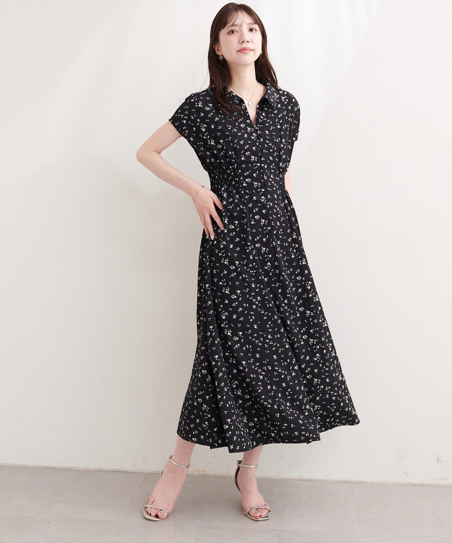 natural couture(ナチュラルクチュール) フロント釦スキッパーワンピース