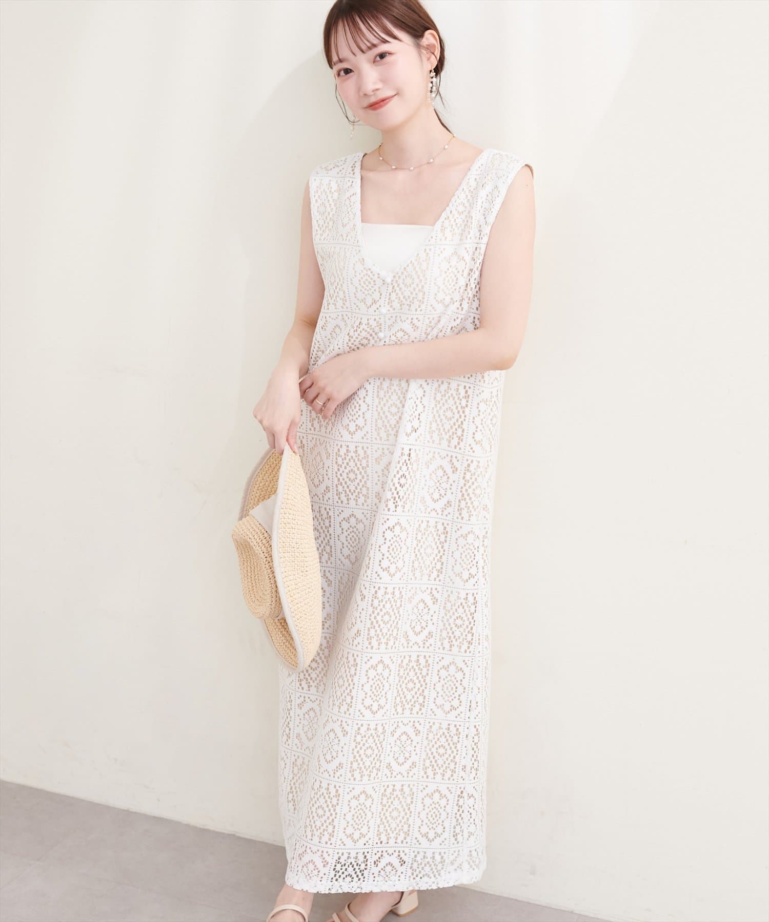 natural couture(ナチュラルクチュール) 〈Erikoコラボ〉前後２WAYレースジャンスカ