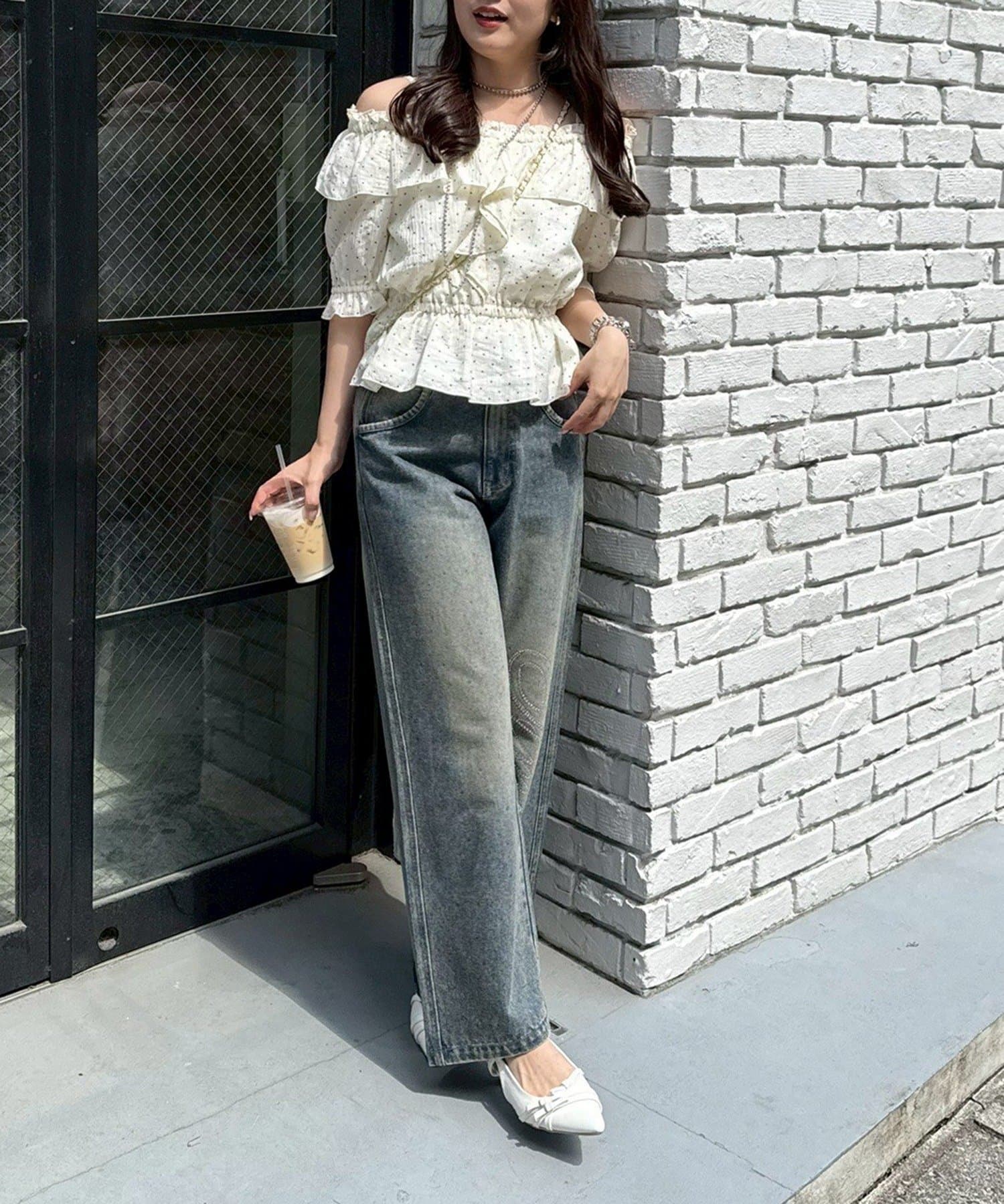 NICE CLAUP / OLIVE des OLIVE OUTLET(ナイスクラップ  / オリーブ デ オリーブ アウトレット) 【ANOTHER BRANCH】BIG衿オフショルブラウス