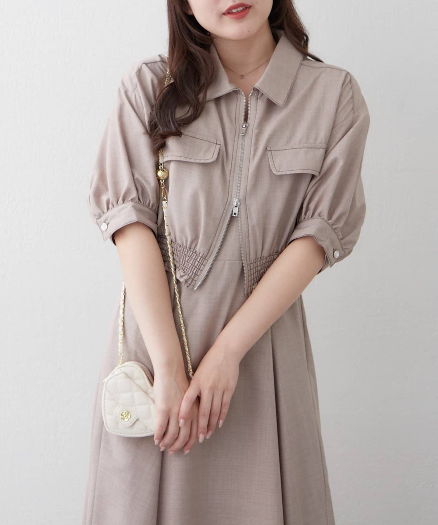 Remind me and forever(リマインドミーアンドフォーエバー) スタイル盛れる【2セット】ZIP半袖ブルゾン+キャミワンピース