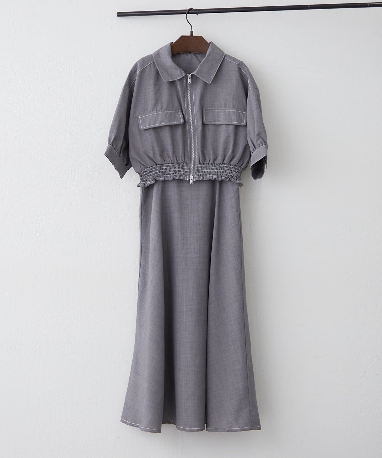 Remind me and forever(リマインドミーアンドフォーエバー) スタイル盛れる【2セット】ZIP半袖ブルゾン+キャミワンピース