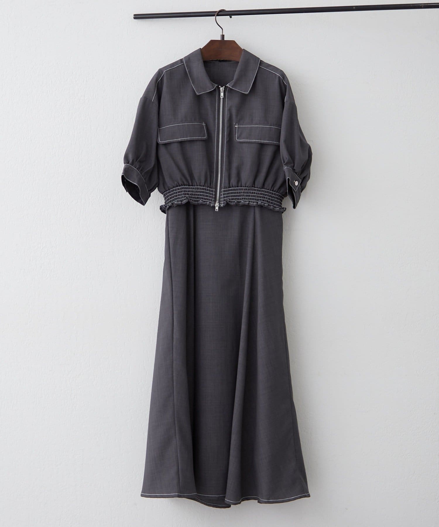 Remind me and forever(リマインドミーアンドフォーエバー) スタイル盛れる【2セット】ZIP半袖ブルゾン+キャミワンピース