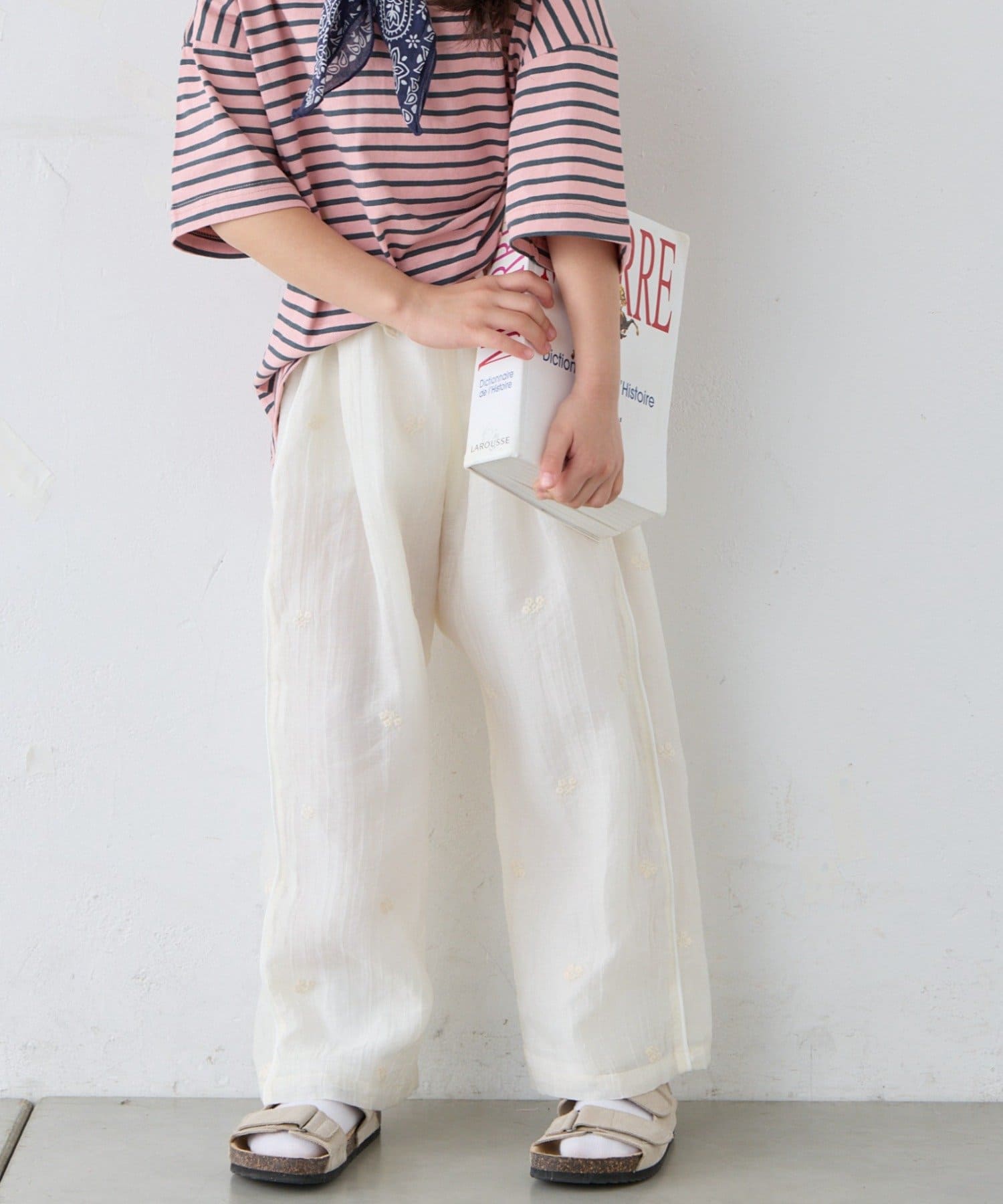 CIAOPANIC TYPY(チャオパニックティピー) 【KIDS】フラワー刺繍パイピングパンツ：100～150cm