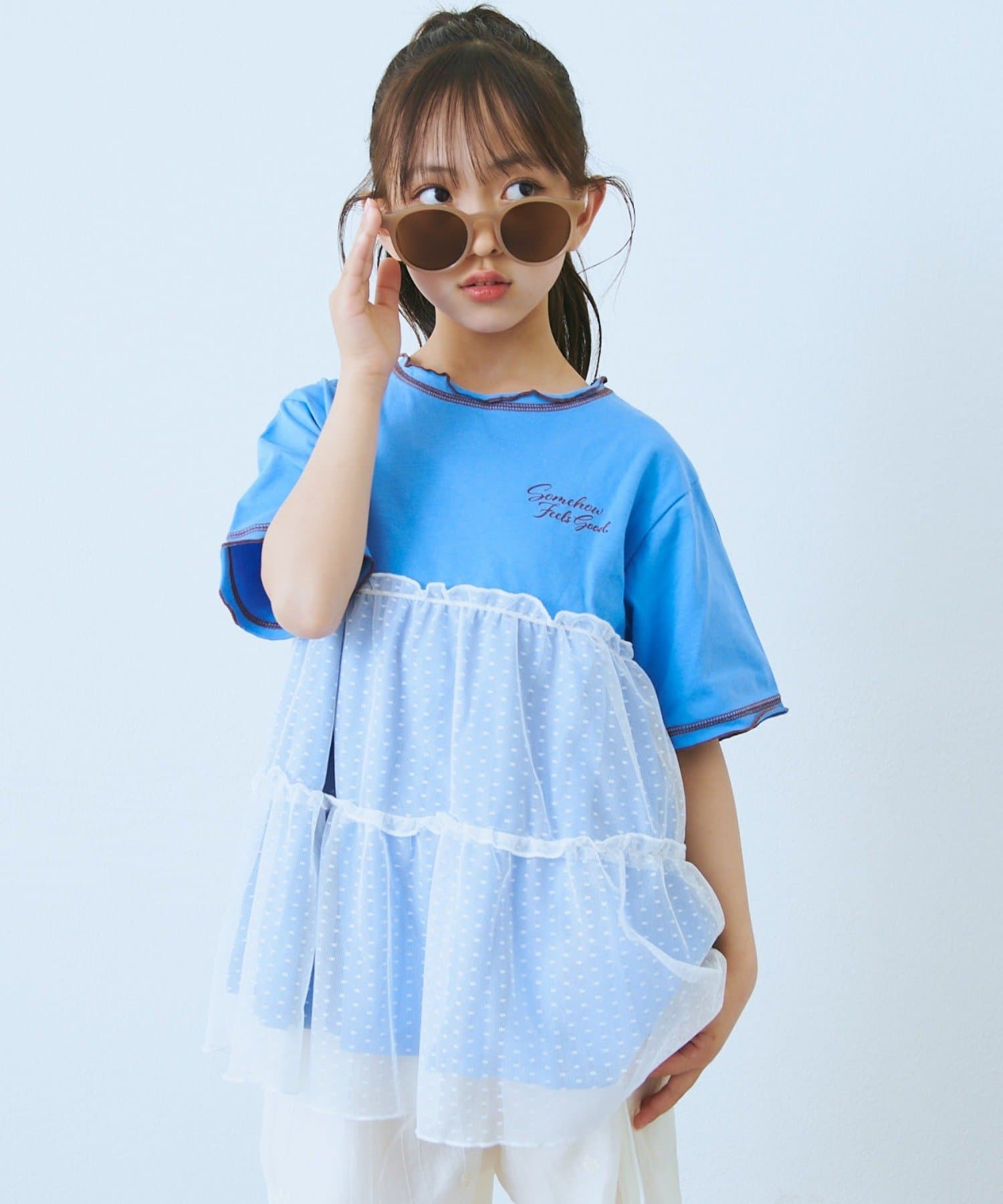 CIAOPANIC TYPY(チャオパニックティピー) 【KIDS】ドットチュールドッキング配色ステッチワンピース