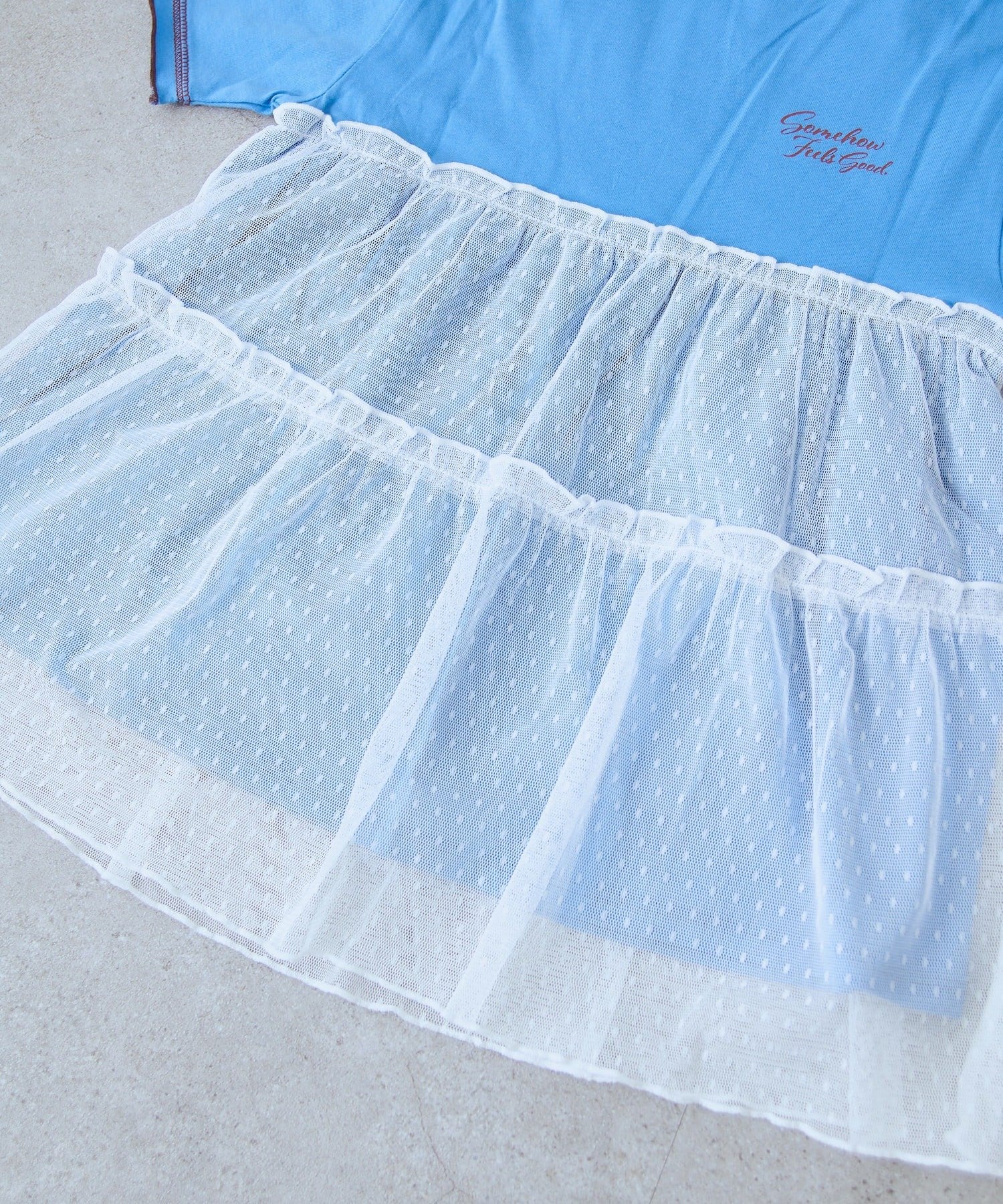 CIAOPANIC TYPY(チャオパニックティピー) 【KIDS】ドットチュールドッキング配色ステッチワンピース