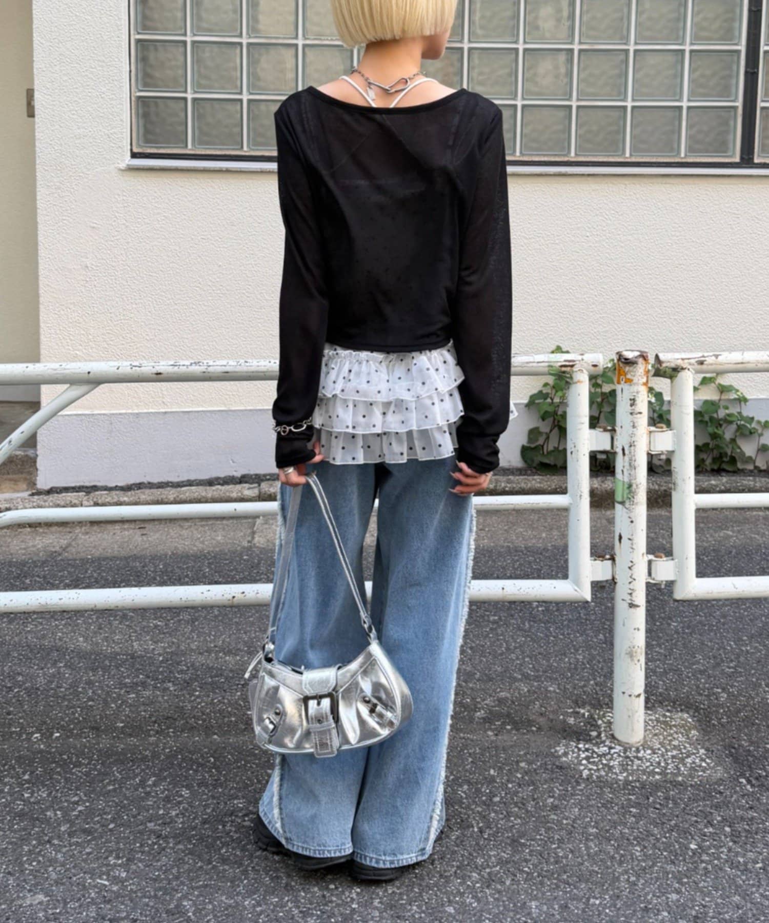 w closet(ダブルクローゼット) シアーショートカーディガン