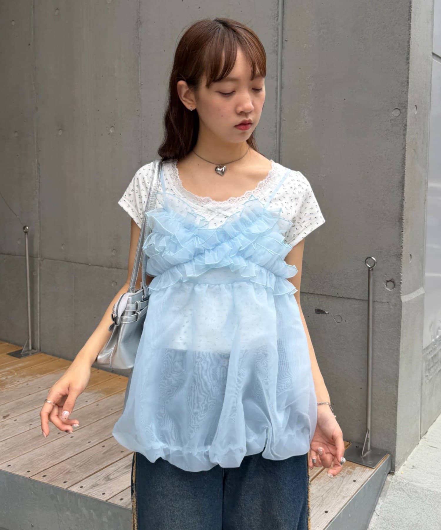 w closet(ダブルクローゼット) 【人気につきEC限定リバイバル！】シアーバルーンキャミ