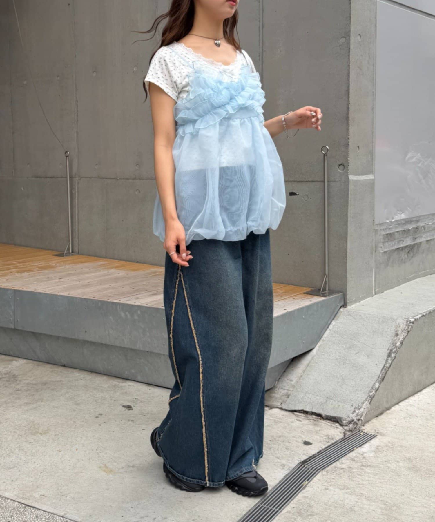w closet(ダブルクローゼット) 【人気につきEC限定リバイバル！】シアーバルーンキャミ
