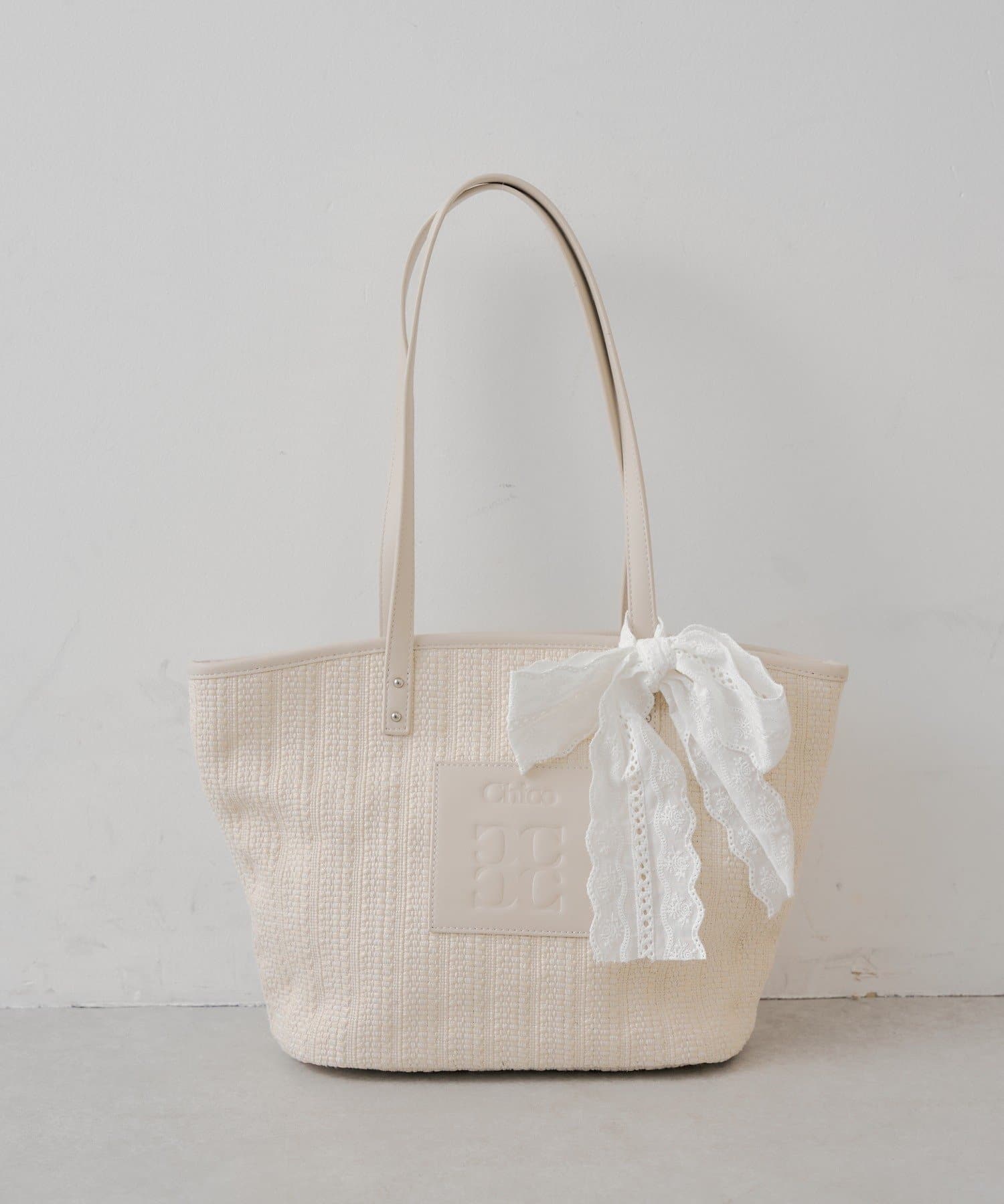 Chico(チコ) レースリボン付きカゴトートバッグ