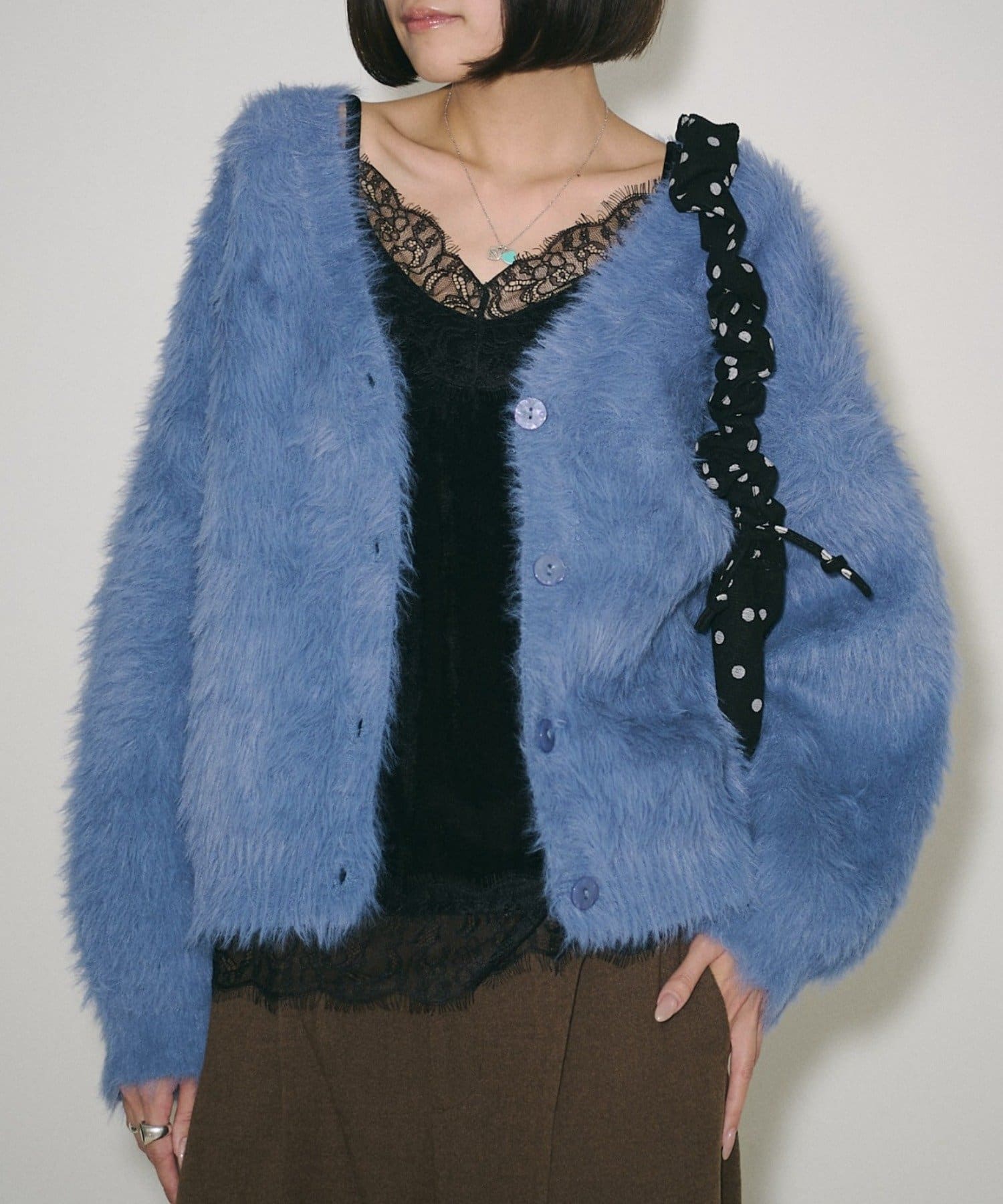 -goocy-(グーシー) フェザーニットオーバーカーディガン