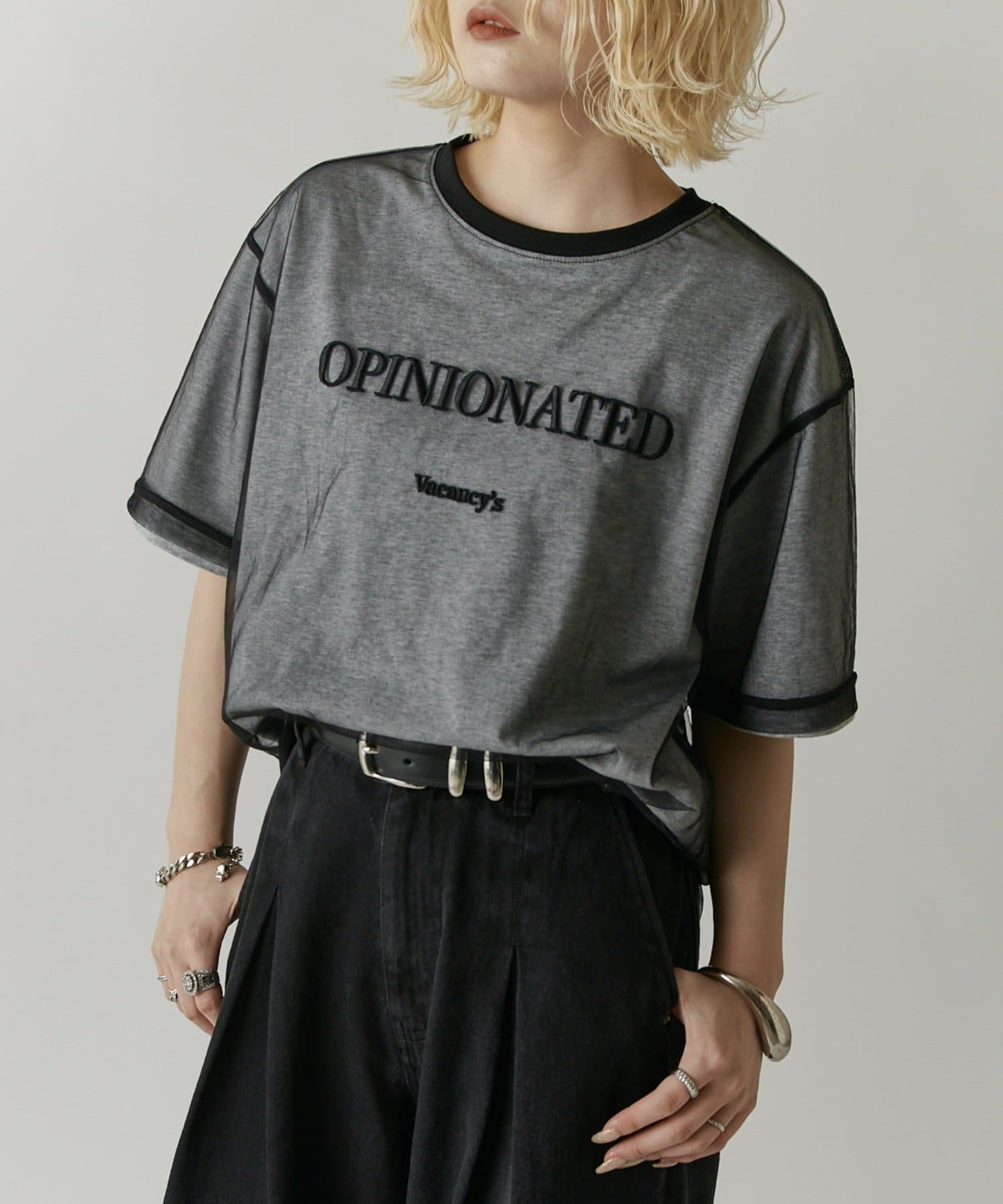 Lui's(ルイス) 【mi-企画】チュール刺繍レイヤードロゴtee