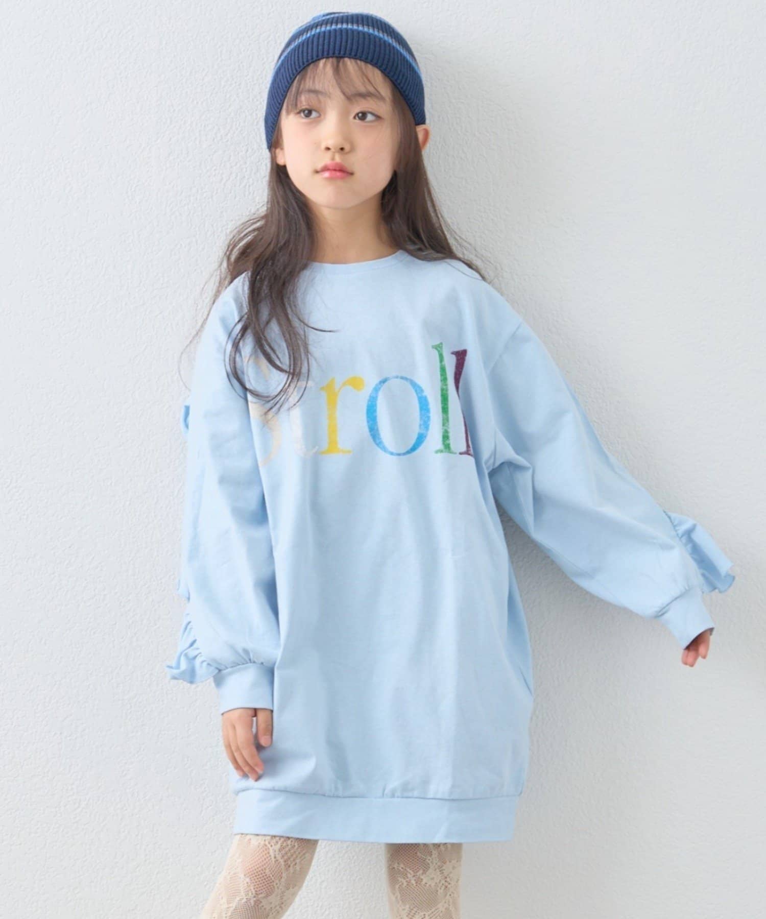 OUTLET(アウトレット) 【CIAOPANIC TYPY】【KIDS】ミニ裏毛かすれロゴバックフリルワンピ