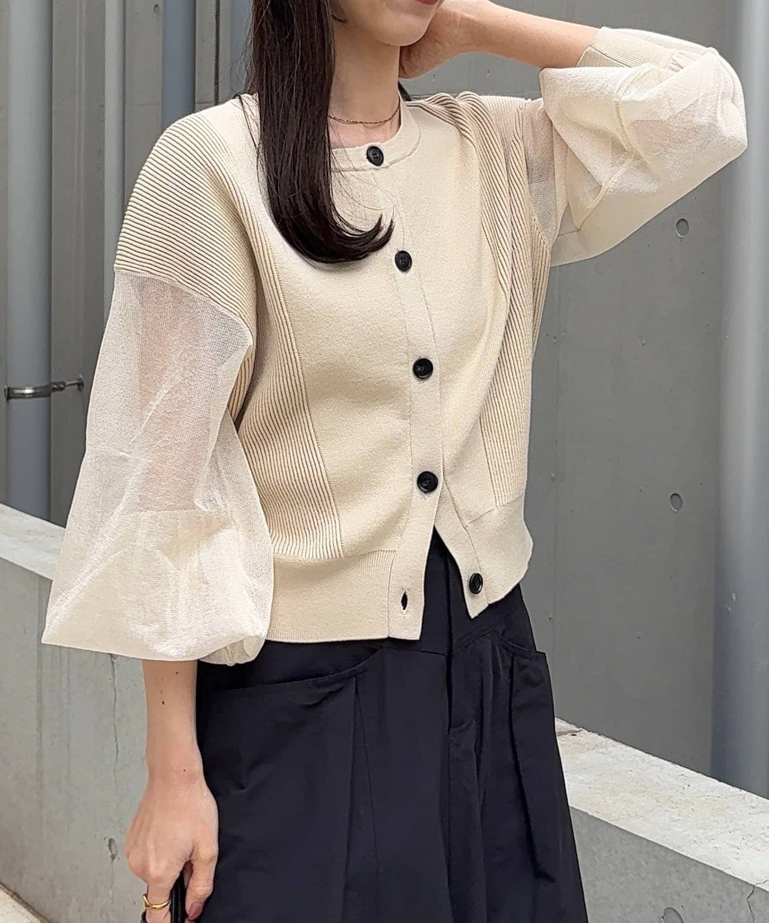 OUTLET(アウトレット) 【CAPRICIEUX LE'MAGE】シアースリーブショートカーディガン