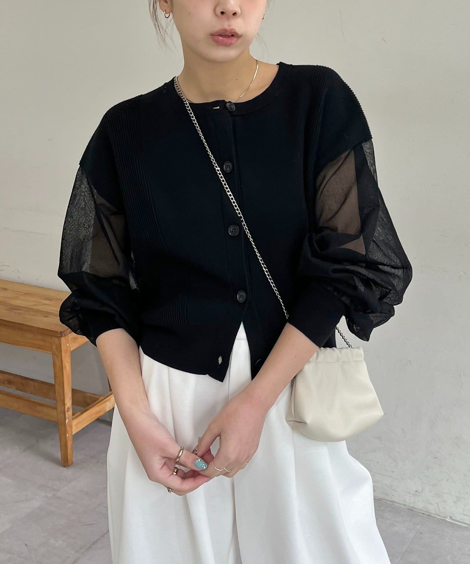 OUTLET(アウトレット) 【CAPRICIEUX LE'MAGE】シアースリーブショートカーディガン