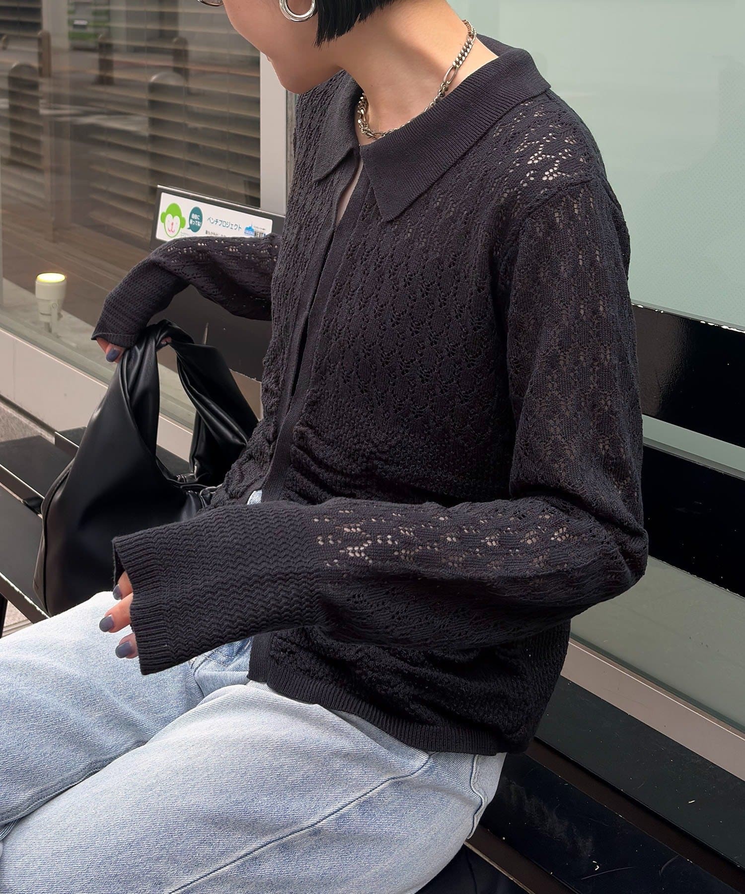 OUTLET(アウトレット) 【CAPRICIEUX LE'MAGE】レースシャーリングホックカーディガン