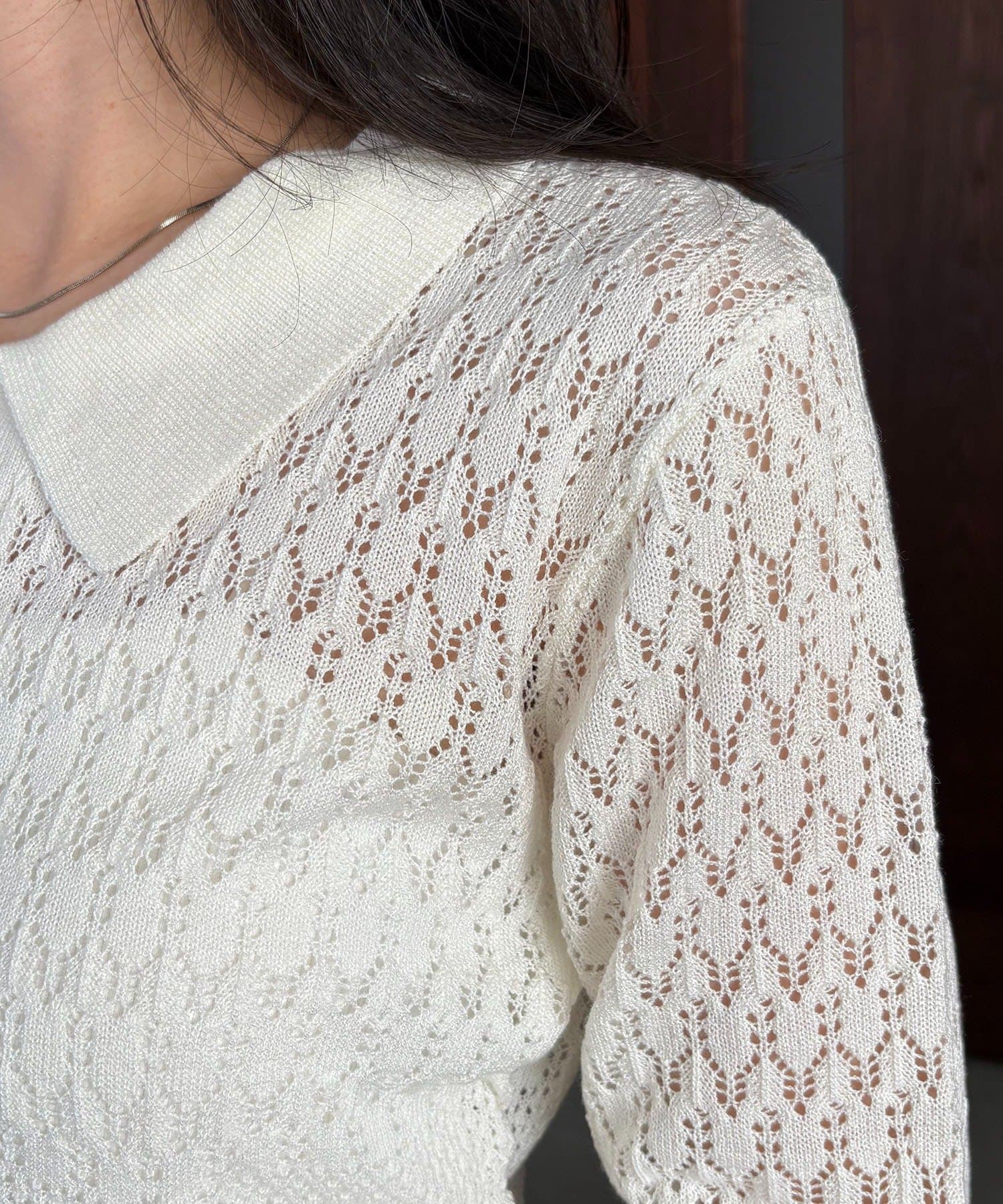 OUTLET(アウトレット) 【CAPRICIEUX LE'MAGE】レースシャーリングホックカーディガン