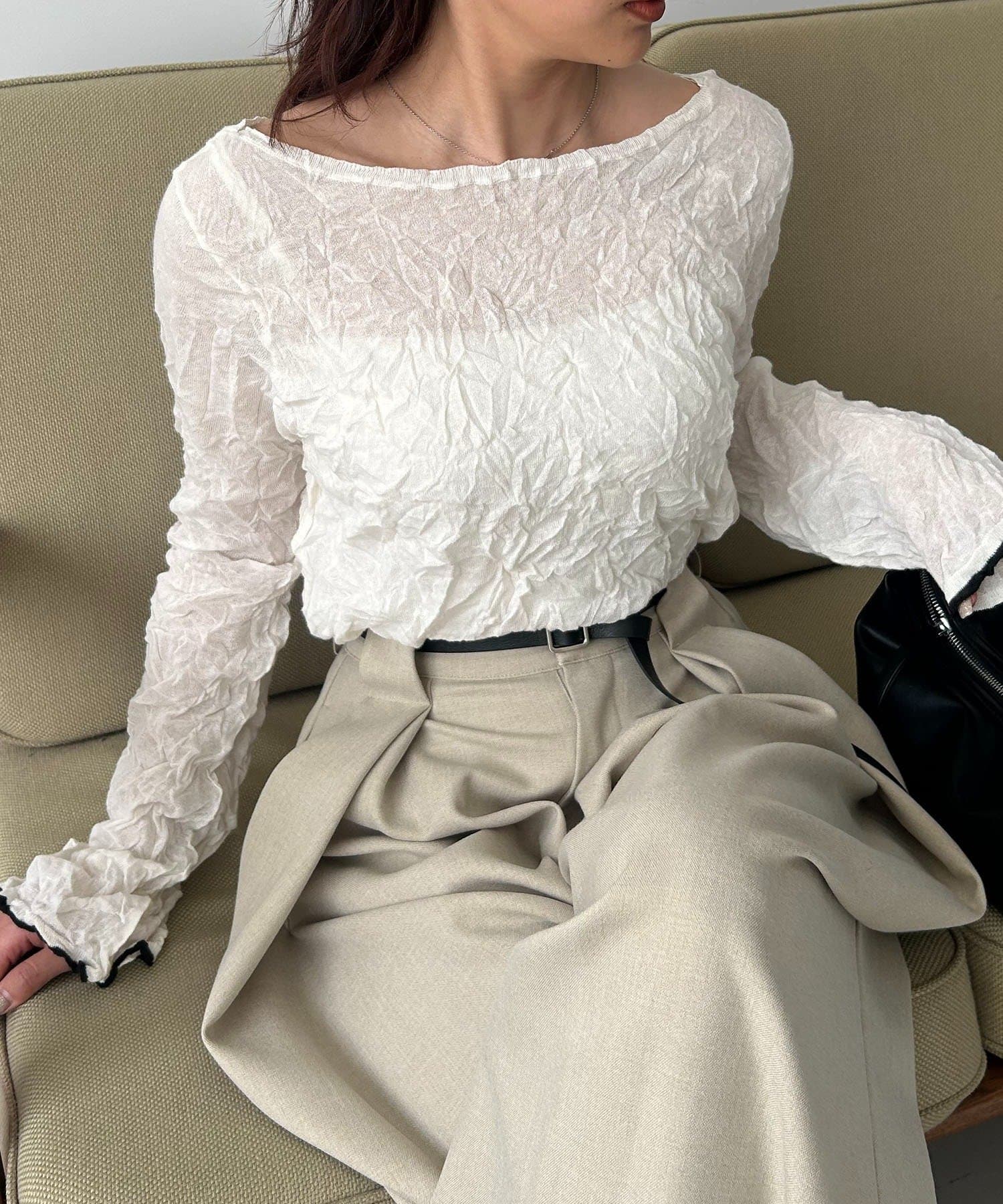 OUTLET(アウトレット) 【CAPRICIEUX LE'MAGE】リンクルボートネックニット