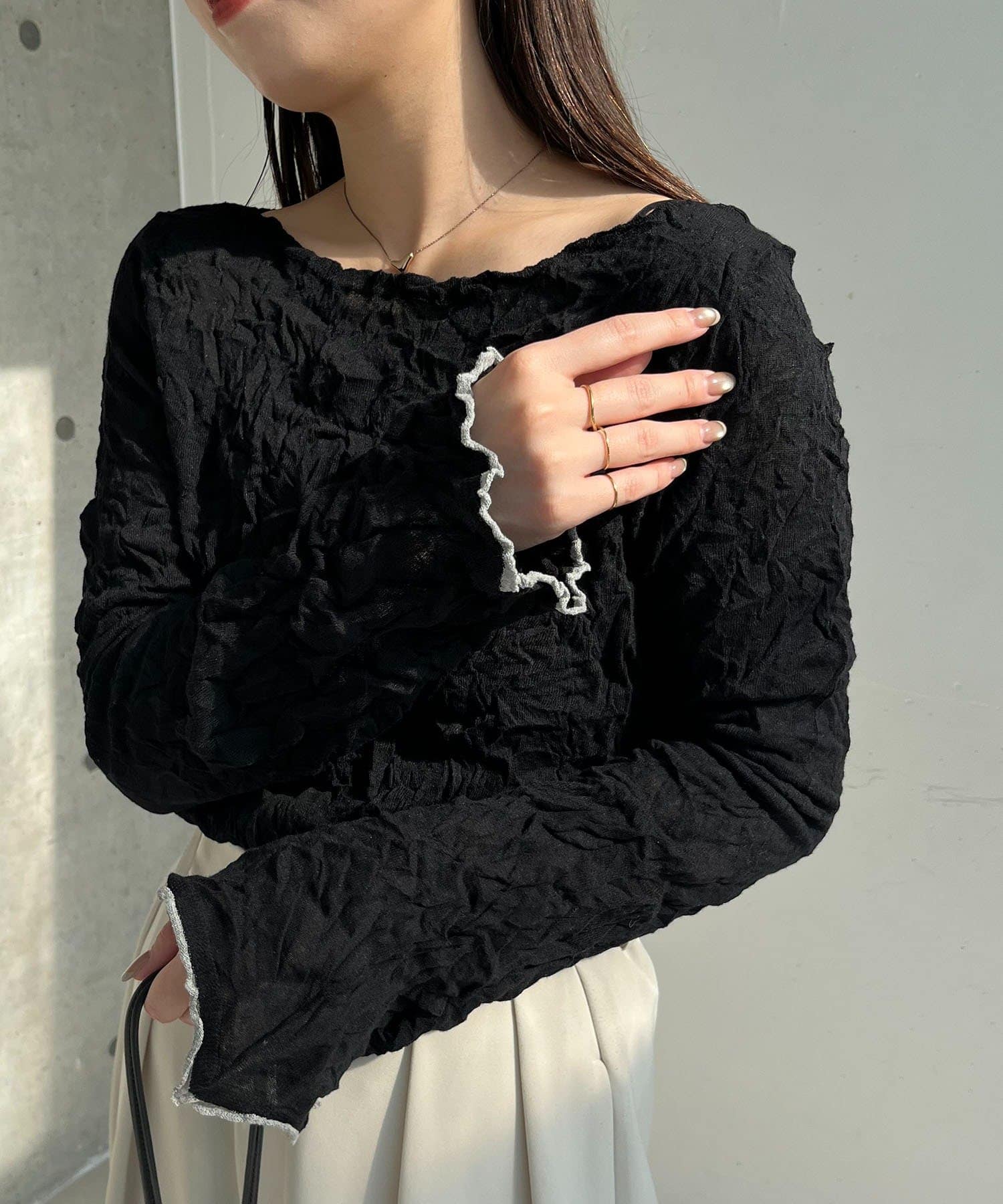 OUTLET(アウトレット) 【CAPRICIEUX LE'MAGE】リンクルボートネックニット