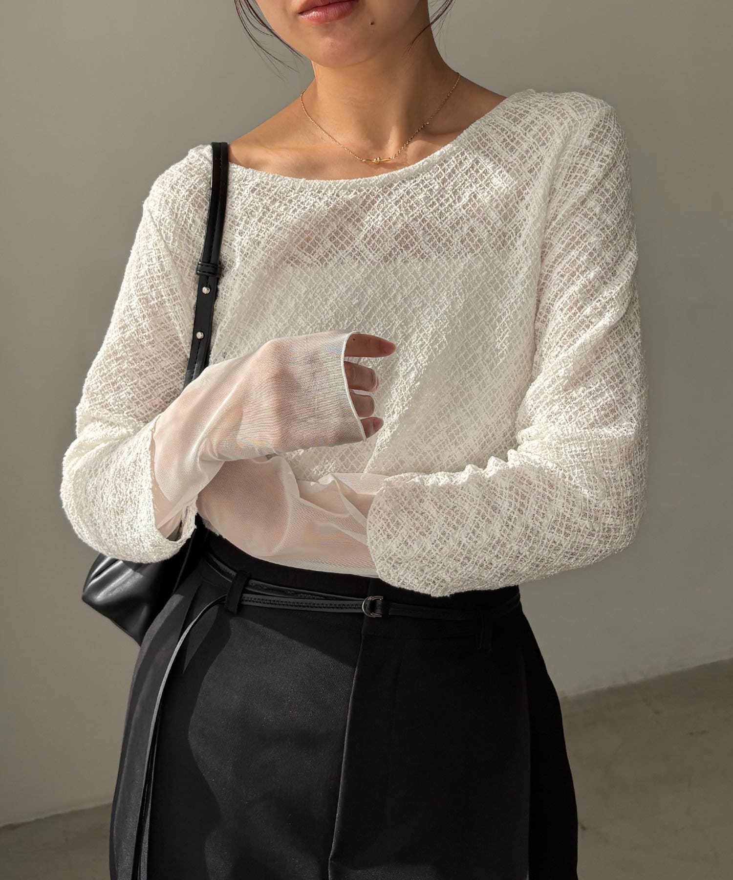 OUTLET(アウトレット) 【CAPRICIEUX LE'MAGE】袖シアーレースT