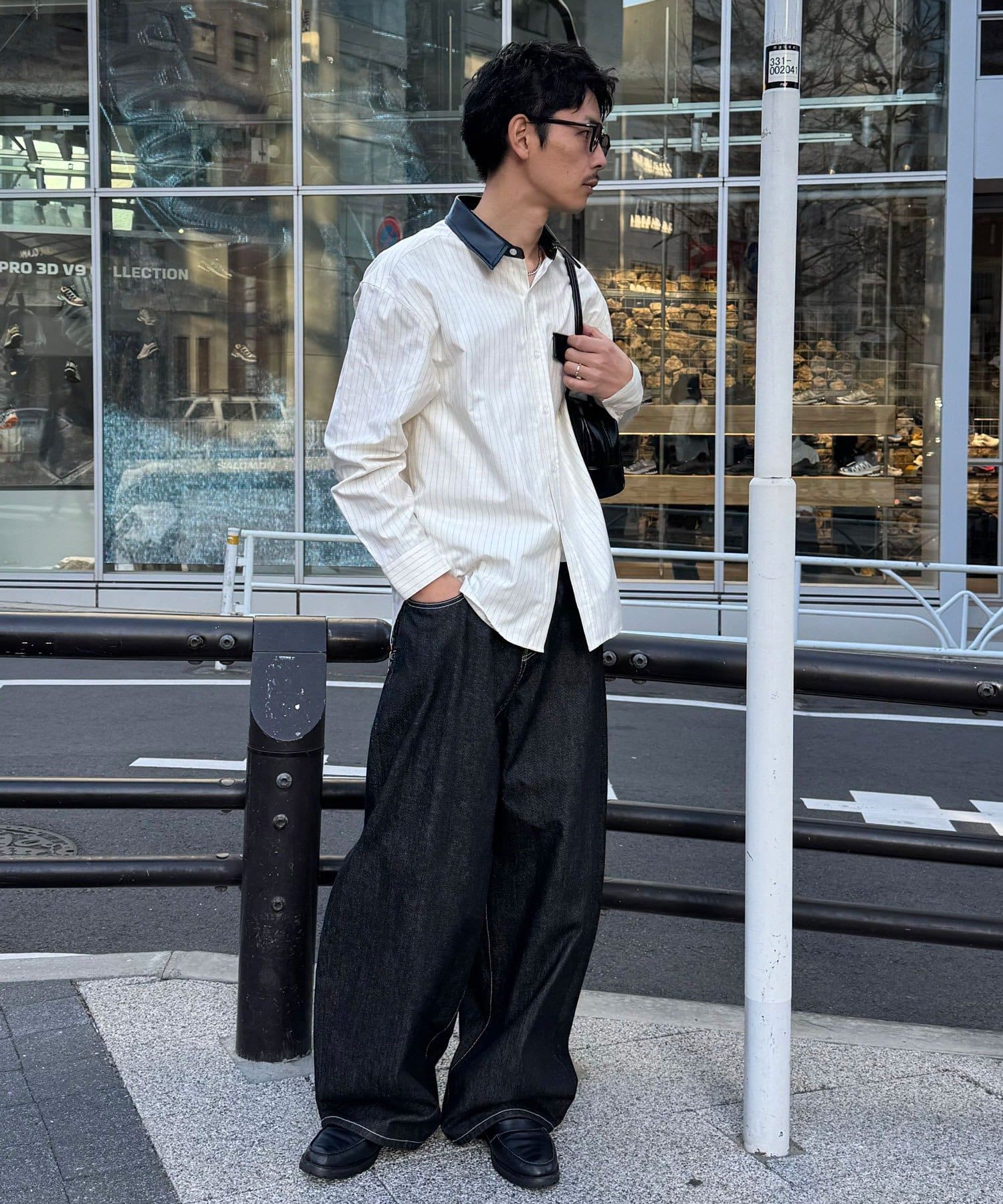 OUTLET(アウトレット) 【Ciaopanic】レザー襟切替シャツ