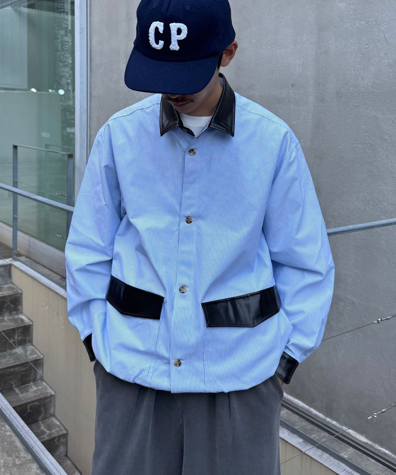 OUTLET(アウトレット) 【Ciaopanic】レザー襟切替シャツジャケット