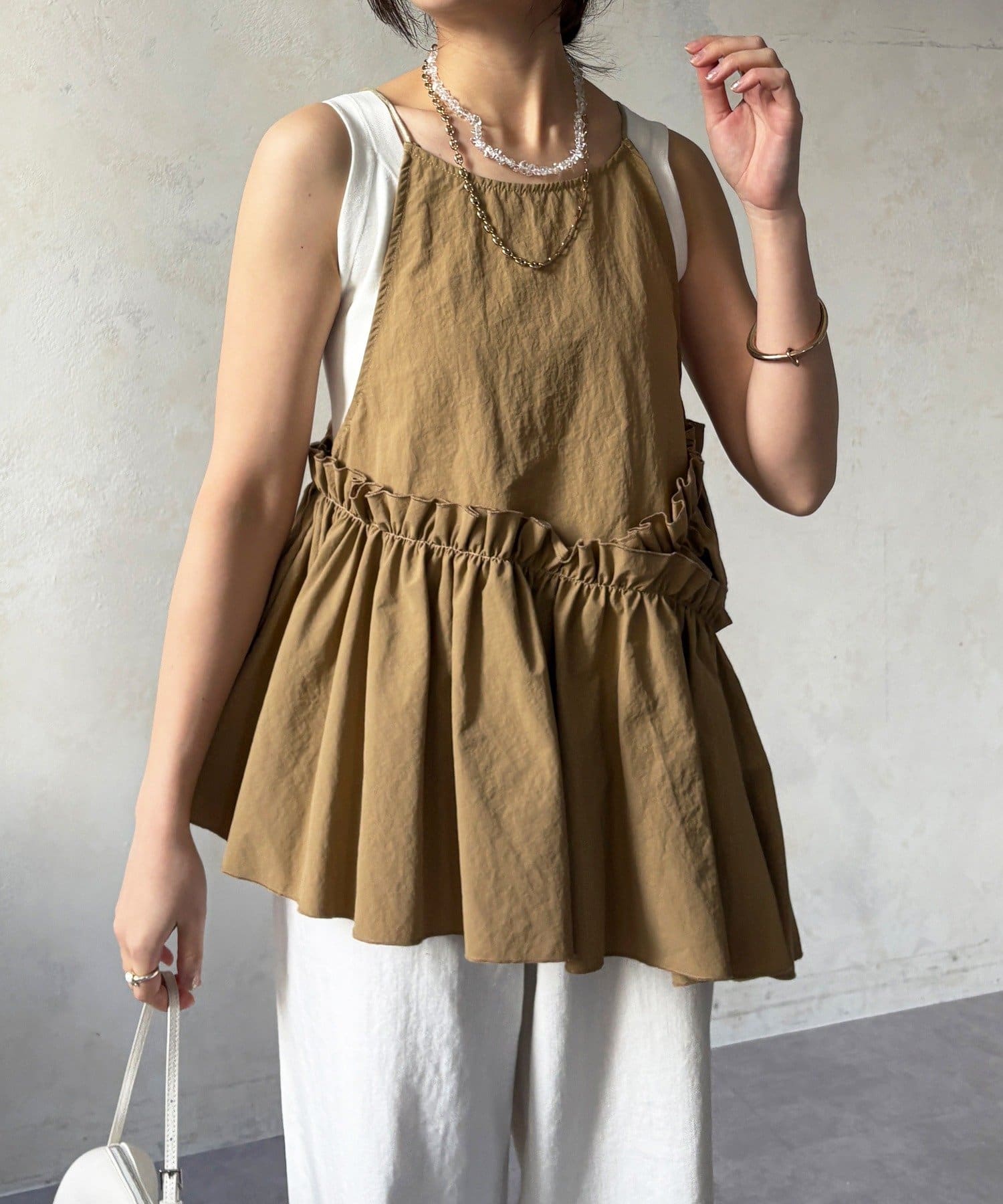 OUTLET(アウトレット) 【DouDou】アシメティアードキャミ