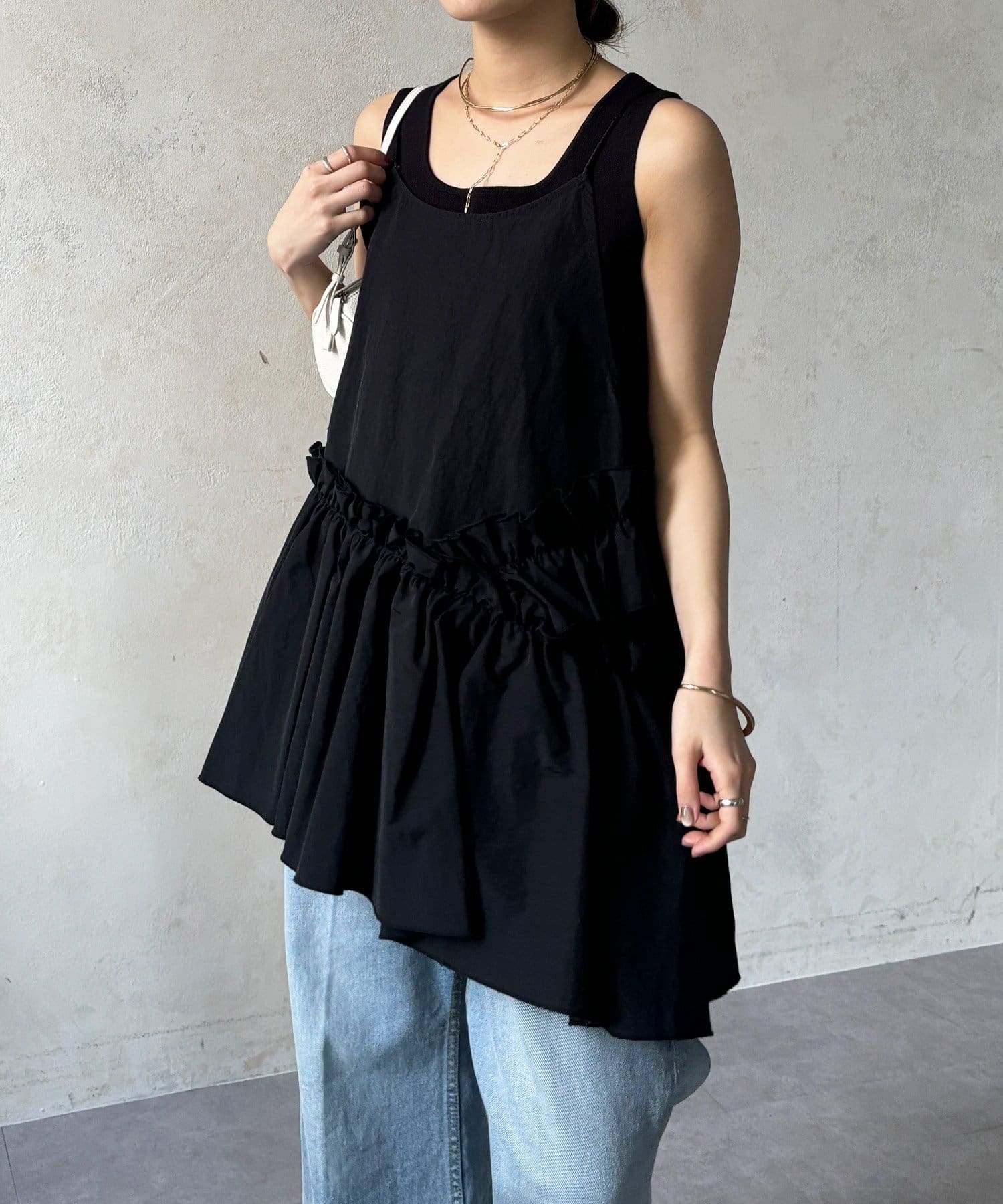 OUTLET(アウトレット) 【DouDou】アシメティアードキャミ