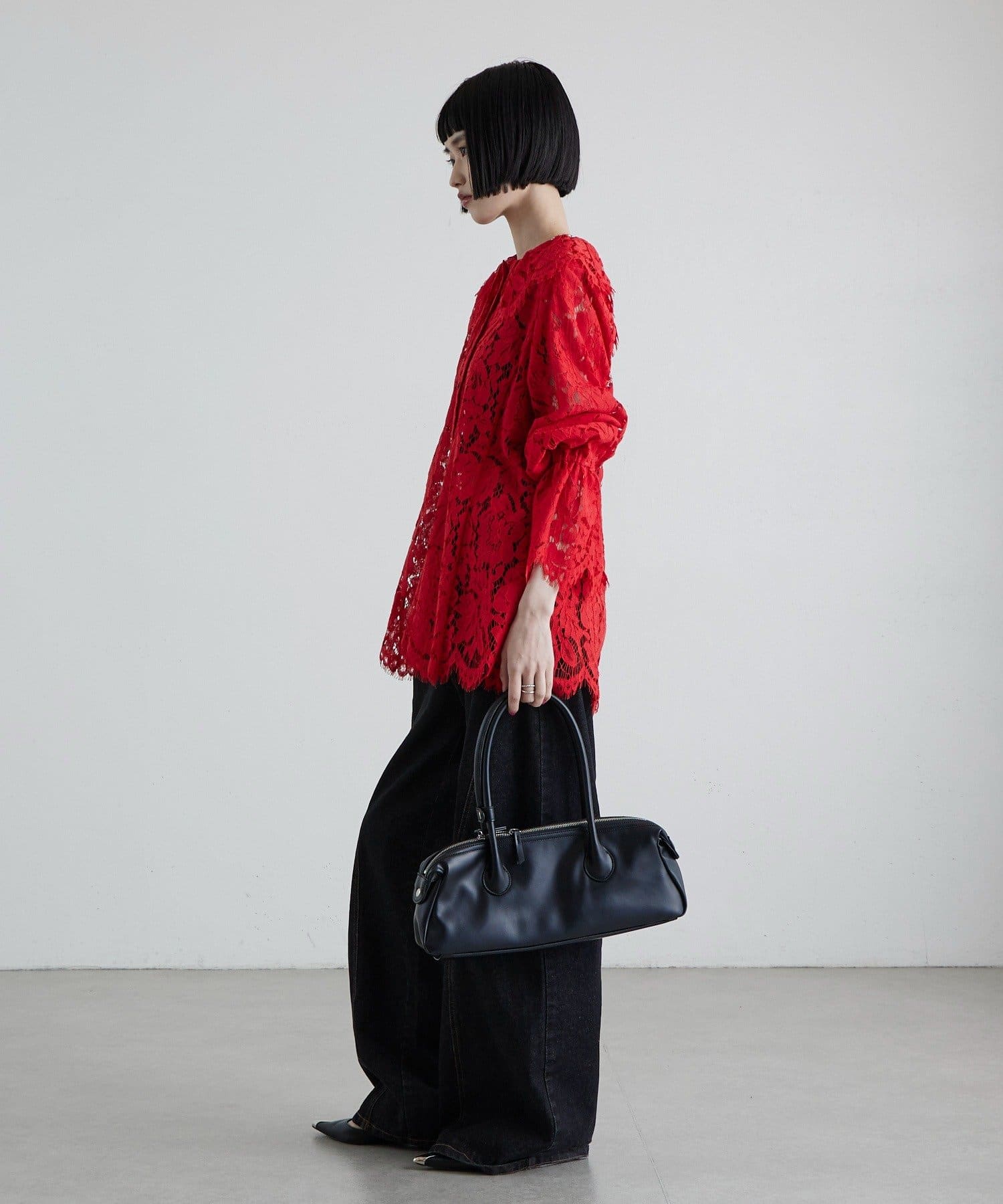 OUTLET(アウトレット) 【Lui's】スカラップレースバックオープンシャツ