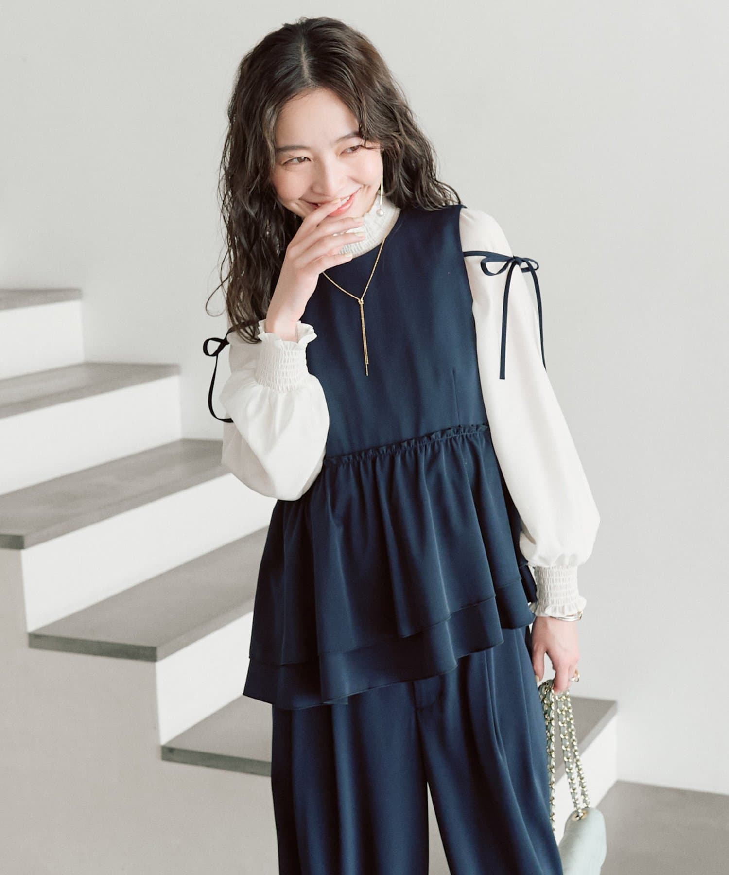 OUTLET(アウトレット) 【La boutique BonBon】アシメペプラムブラウス