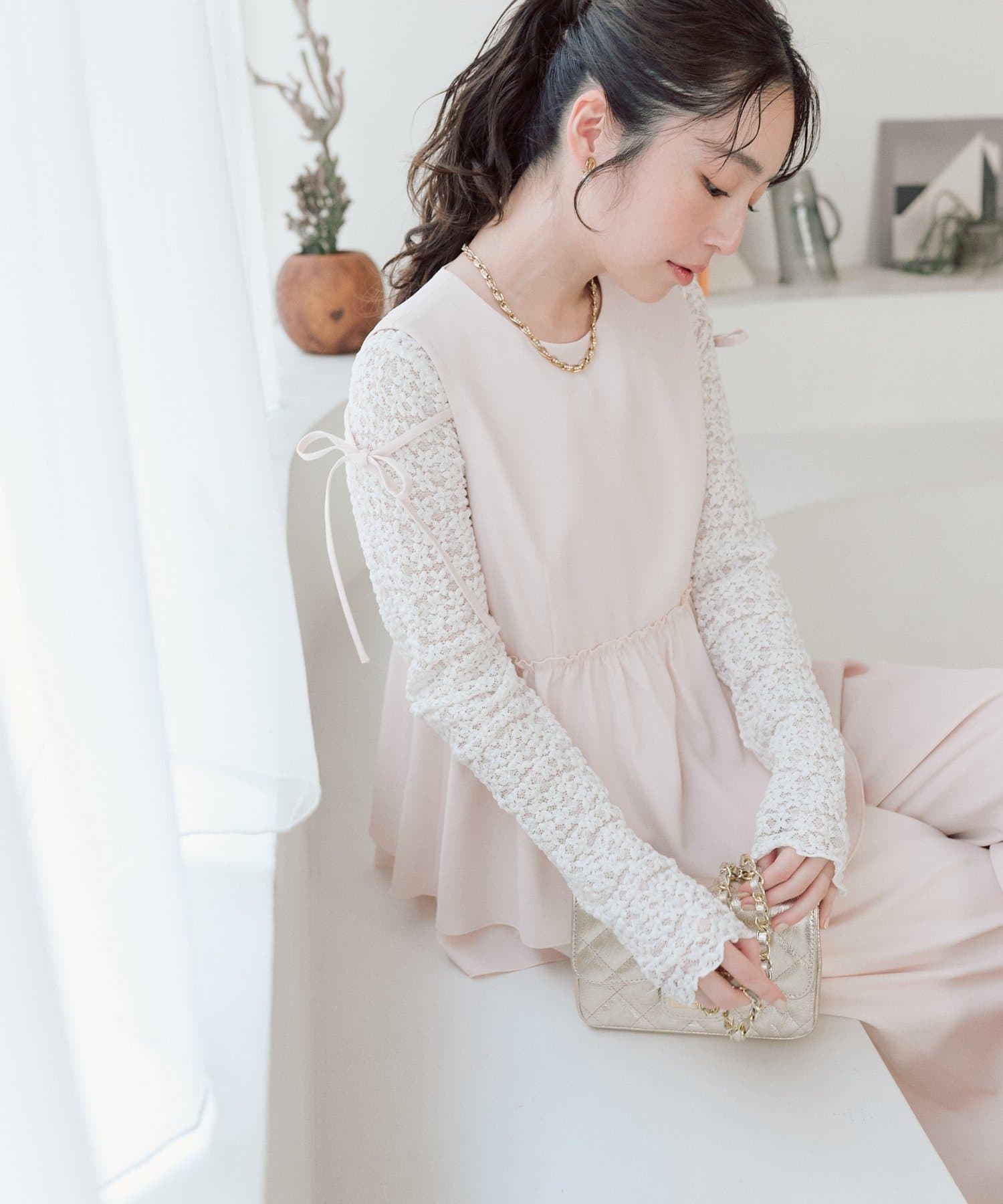 OUTLET(アウトレット) 【La boutique BonBon】アシメペプラムブラウス