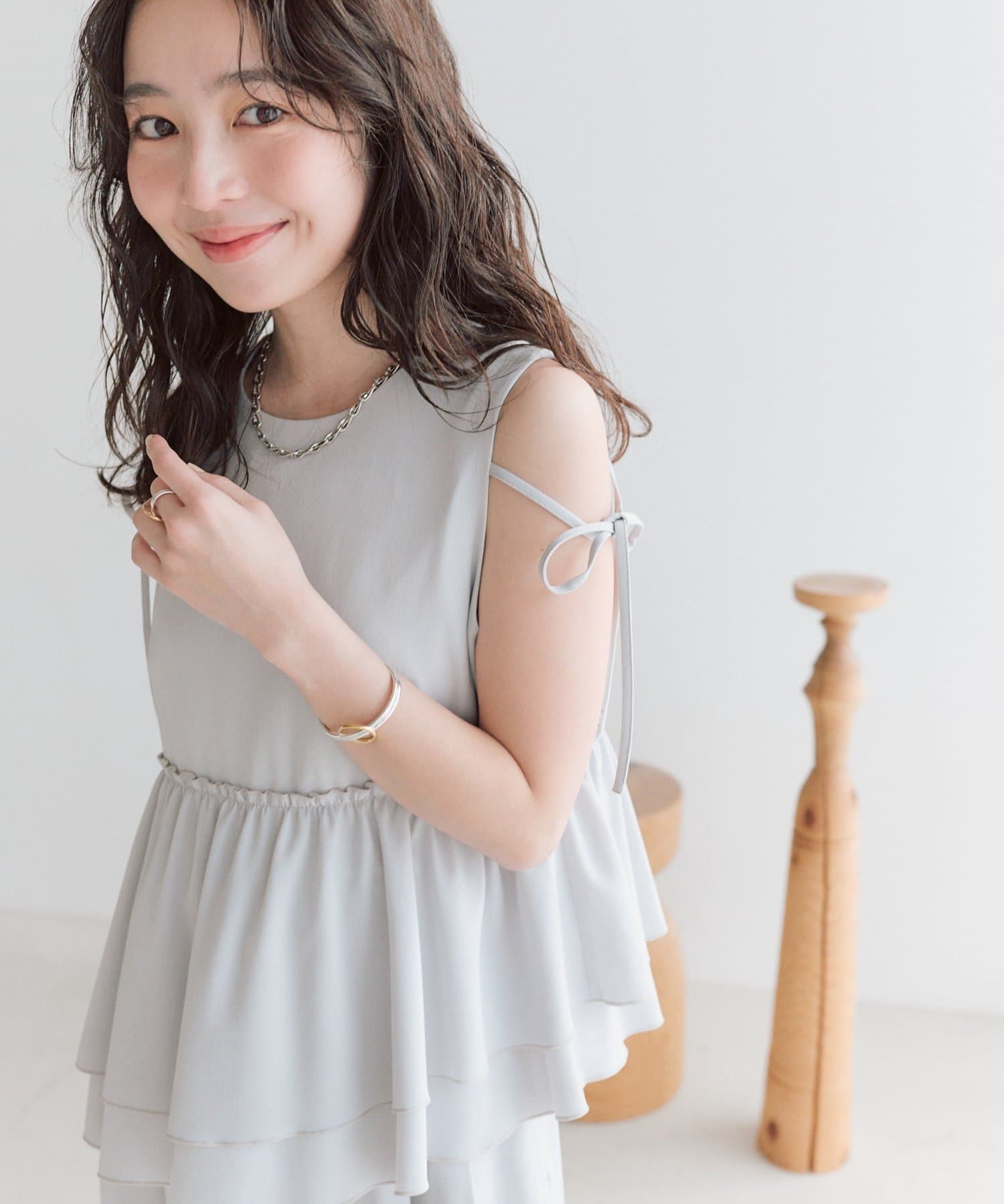 OUTLET(アウトレット) 【La boutique BonBon】アシメペプラムブラウス