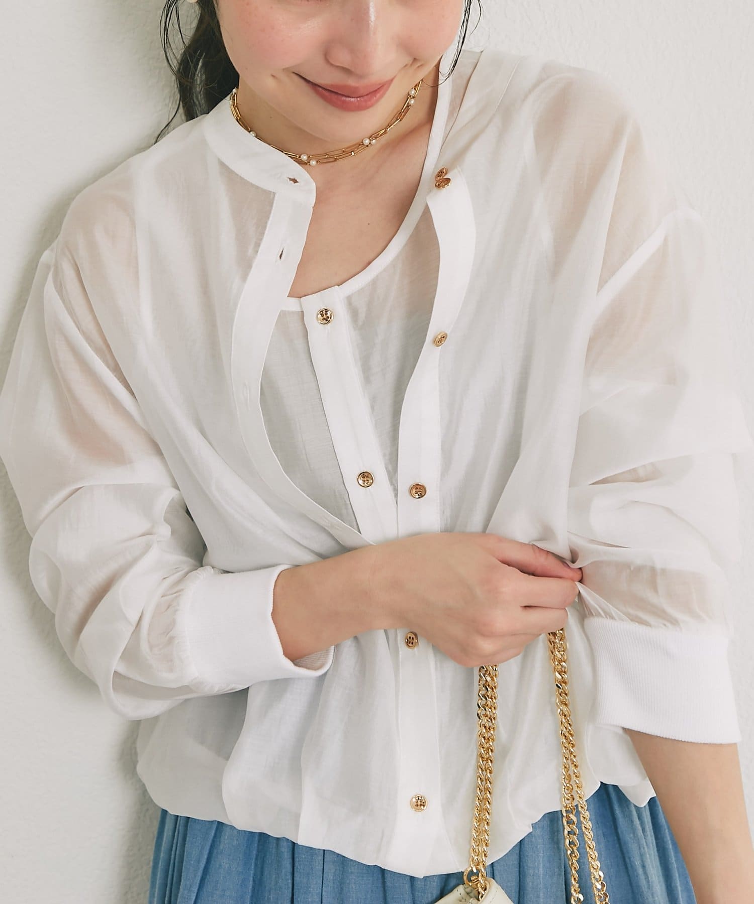 OUTLET(アウトレット) 【La boutique BonBon】シアーレイヤードブラウス