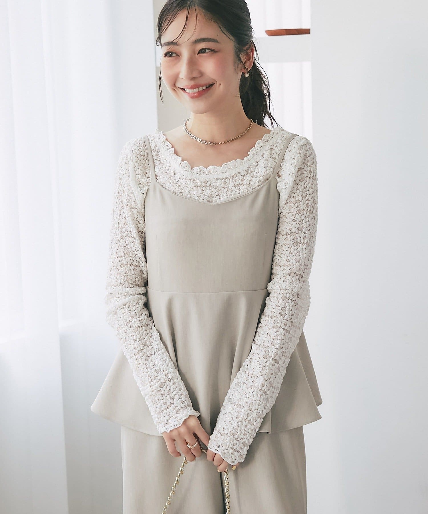 OUTLET(アウトレット) 【La boutique BonBon】ペプラムキャミオールインワン