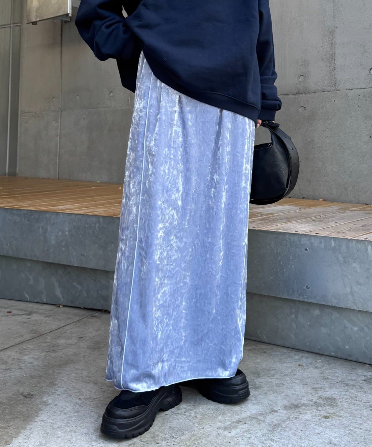 OUTLET(アウトレット) 【CIAOPANIC TYPY】クラッシュベロアメロウ切替スカート