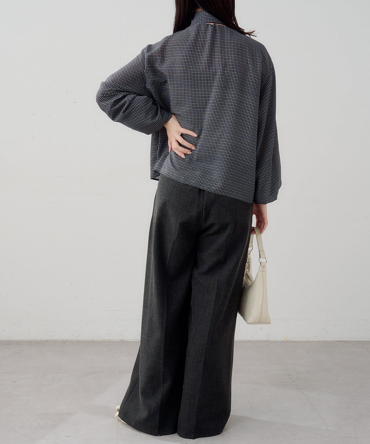 OUTLET(アウトレット) 【Kastane】【2WAY】B シアーチェックボウタイブラウス