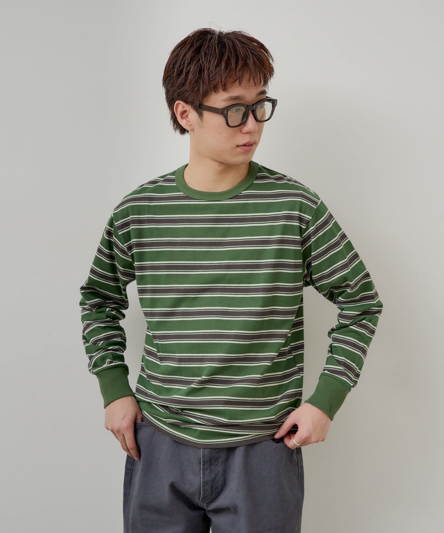 OUTLET(アウトレット) 【Kastane】ミックスボーダーロングスリーブTシャツ