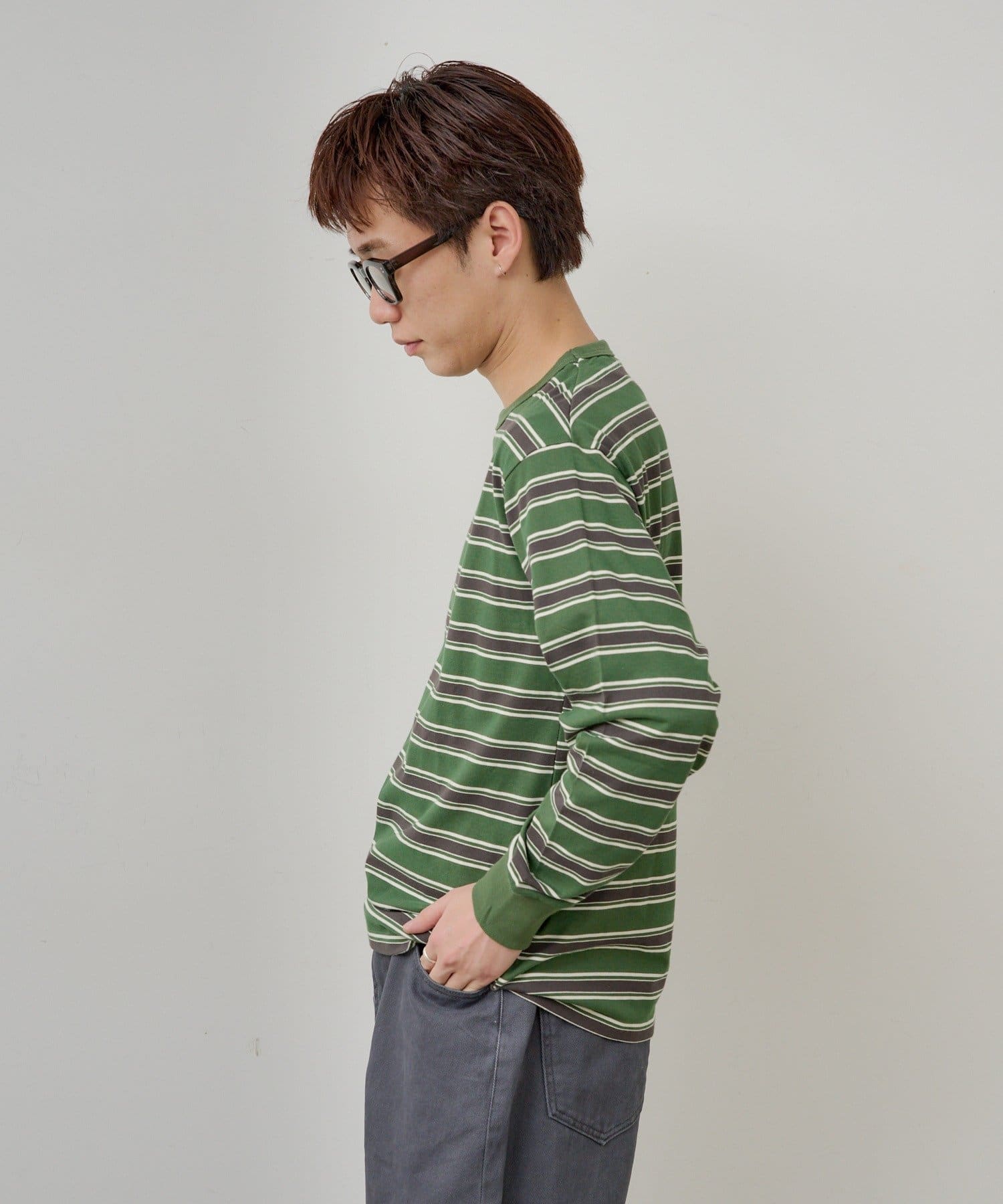 OUTLET(アウトレット) 【Kastane】ミックスボーダーロングスリーブTシャツ