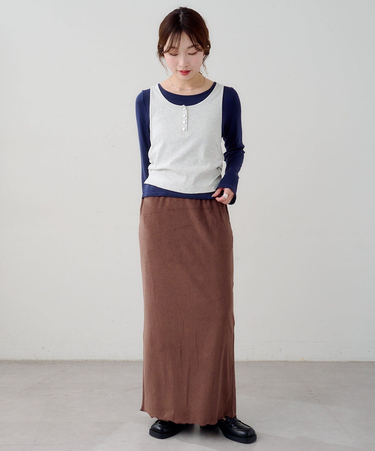 OUTLET(アウトレット) 【Kastane】B パイルロングスカート