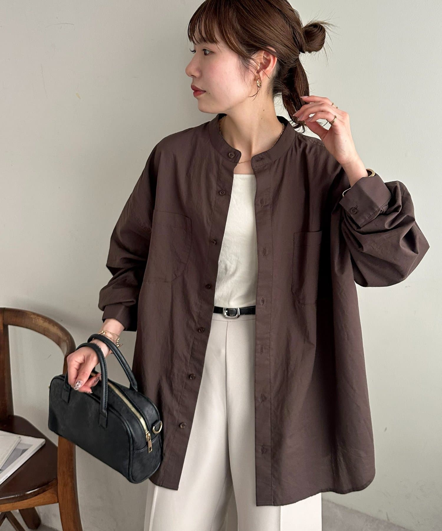 OUTLET(アウトレット) 【Discoat】【Enlude】70ポプリンバンドカラーシャツ