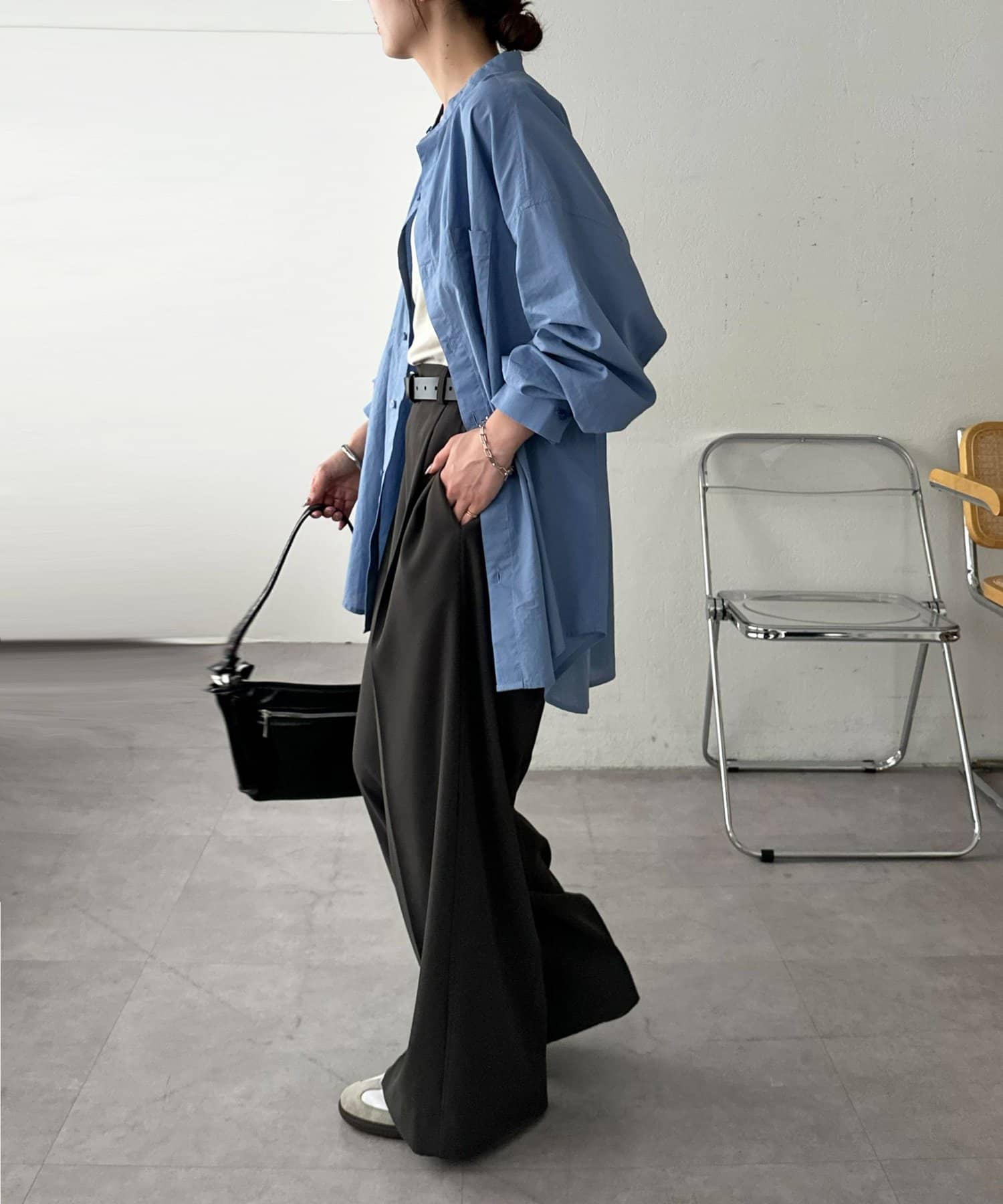 OUTLET(アウトレット) 【Discoat】【Enlude】70ポプリンバンドカラーシャツ